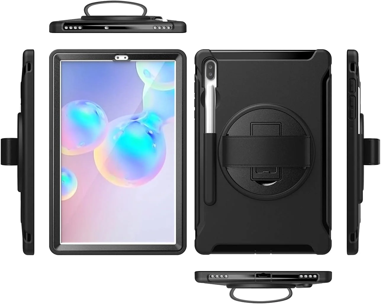 کاور تبلت زومون برای سامسونگ گلکسی تب S6 10.5 اینچی (SM-T860 / SM-T865)، محافظ هیبریدی ضد ضربه و مقاوم، پایه چرخان 360 درجه، بند دستی