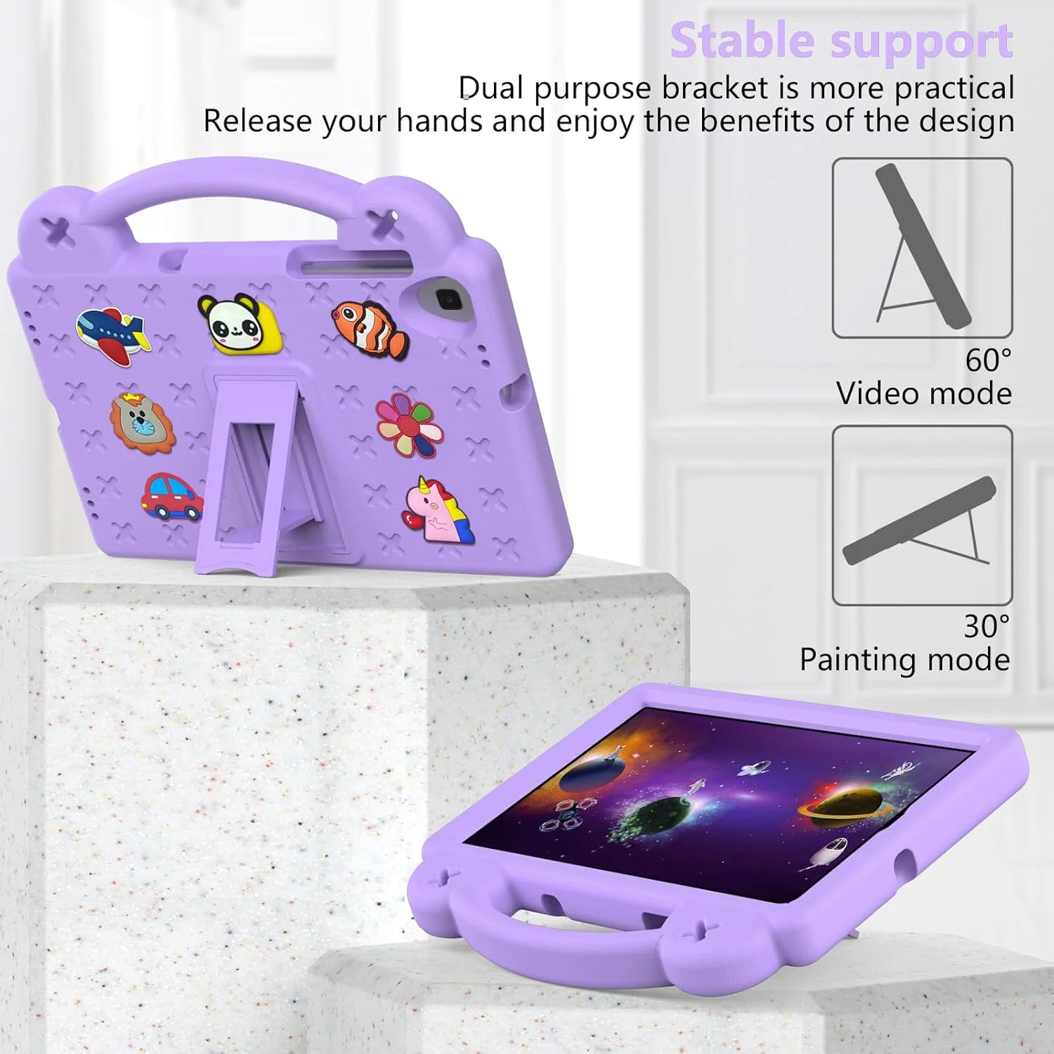 کیف تبلت کودکانه nincyee برای Samsung Galaxy Tab A 10.1 اینچ 2019 SM-T510/T515، کاور مقاوم در برابر ضربه EVA با پایه تاشو، کیف کارتونی خرس کوچولو با بند شانه برای کودکان