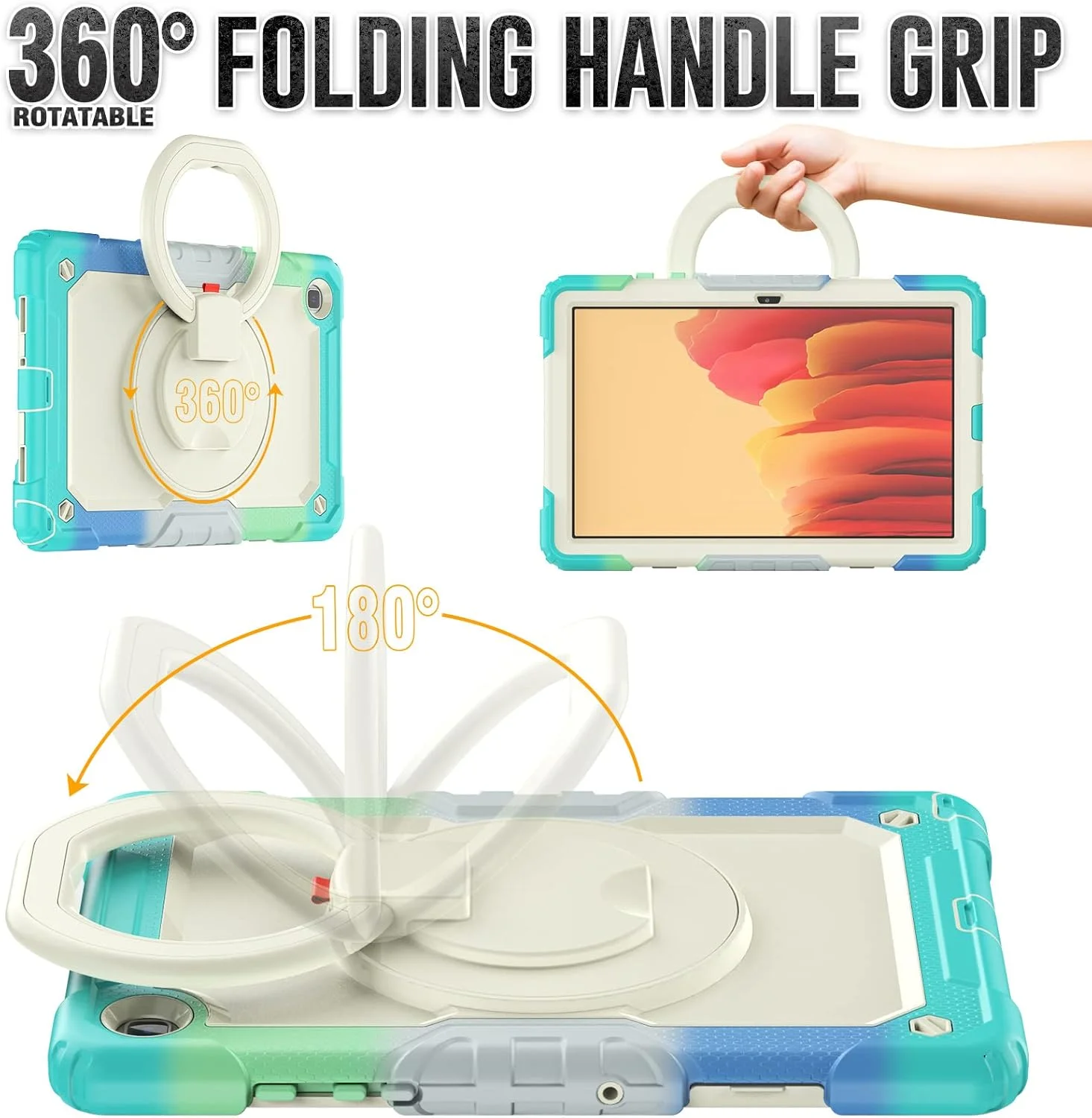 کیف محافظ تبلت سنگین نینسی برای سامسونگ گلکسی تب A7 10.4 اینچ، کاور سیلیکونی ضد ضربه 3 در 1 با نگهدارنده مداد، بند شانه، پایه تاشو نامرئی