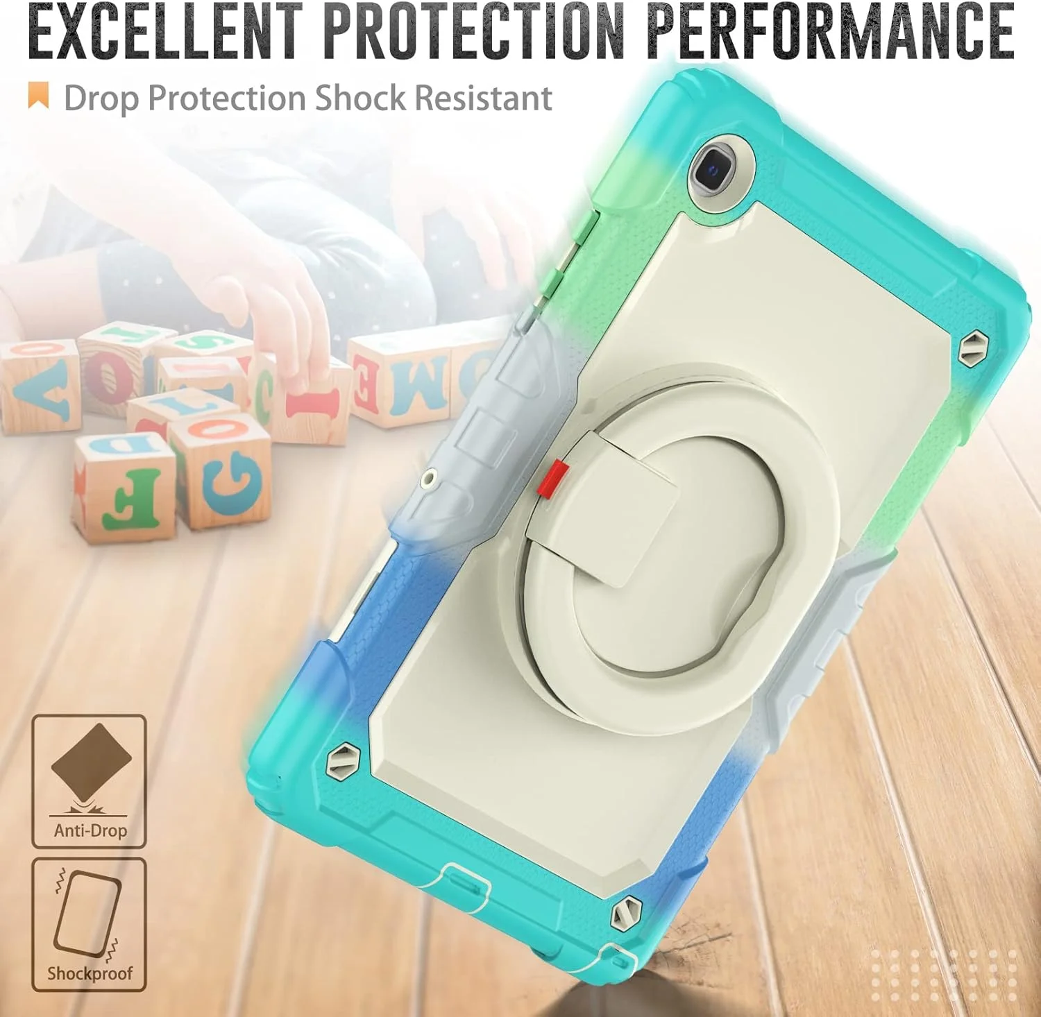 کیف محافظ تبلت سنگین نینسی برای سامسونگ گلکسی تب A7 10.4 اینچ، کاور سیلیکونی ضد ضربه 3 در 1 با نگهدارنده مداد، بند شانه، پایه تاشو نامرئی