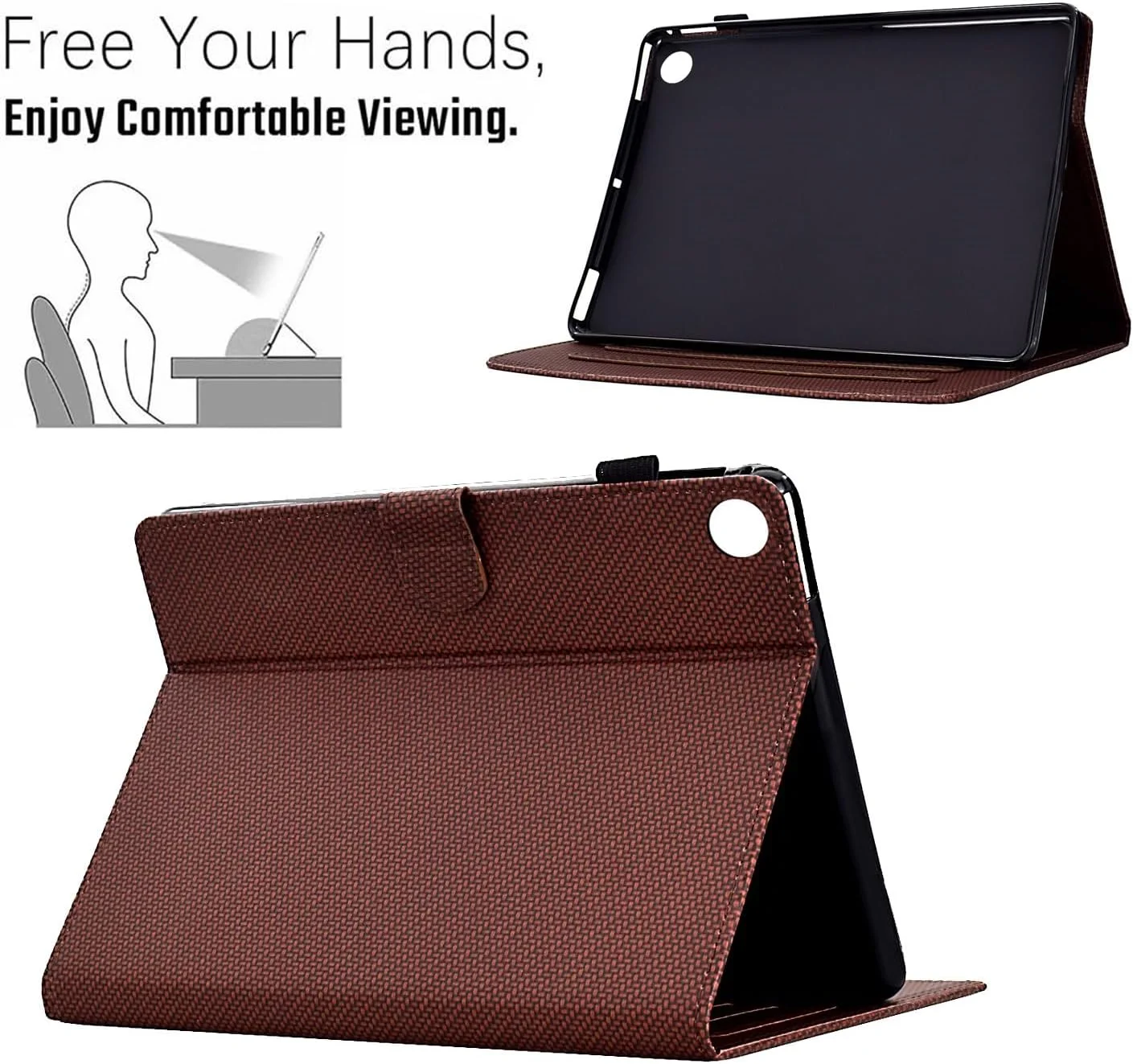 کیف محافظ تبلت سازگار با سامسونگ گلکسی تب A9 8.7 اینچ 2023، کیف محافظ کامل، باریک، سبک وزن، تاشو و دارای جای کارت، جلد چرمی PU مناسب برای کار با سامسونگ تب A9 8.7 اینچ