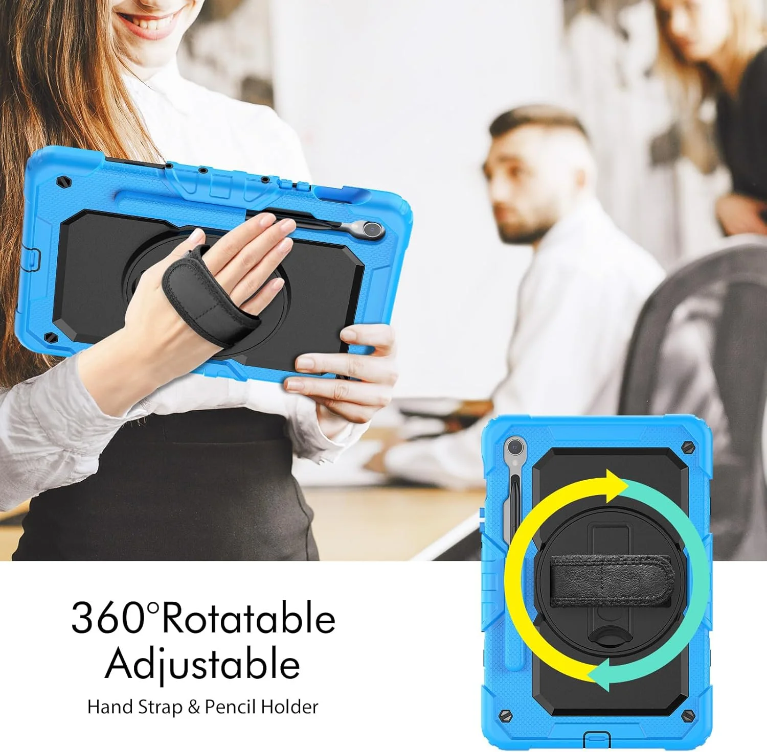 کیف محافظ تبلت سنگین نینسی برای تبلت سامسونگ گلکسی تب S9 11 اینچ / S9 FE 10.9 اینچ، کاور سیلیکونی رنگین کمانی ضد ضربه 3 در 1 با نگهدارنده مداد، بند شانه، بند دستی، پایه تاشو