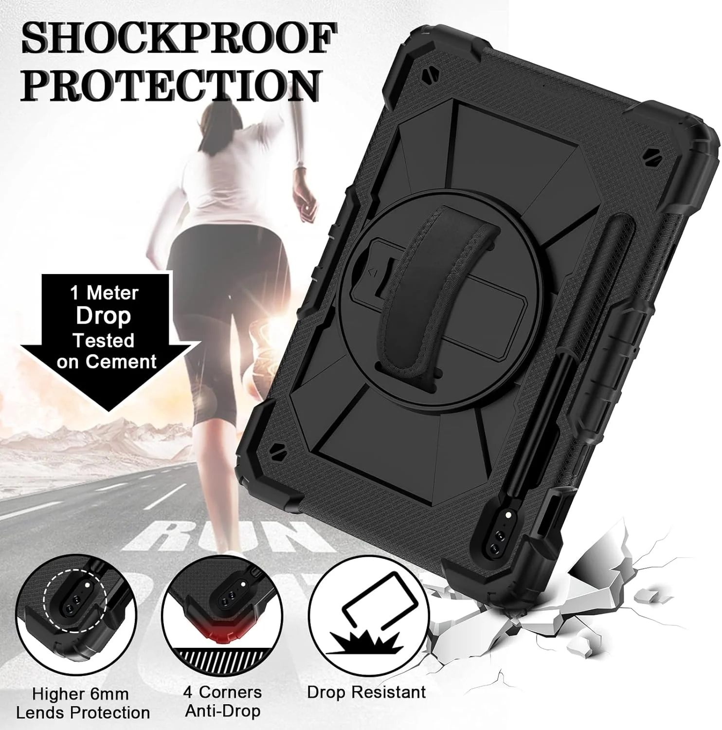 کیف تبلت کودکانه nincyee برای Samsung Galaxy Tab S8/S7 11 اینچ 2022/2020، کاور سیلیکونی رنگین کمانی ضد ضربه 3 در 1 با نگهدارنده مداد، بند شانه، بند دستی، پایه تاشو برای کودکان