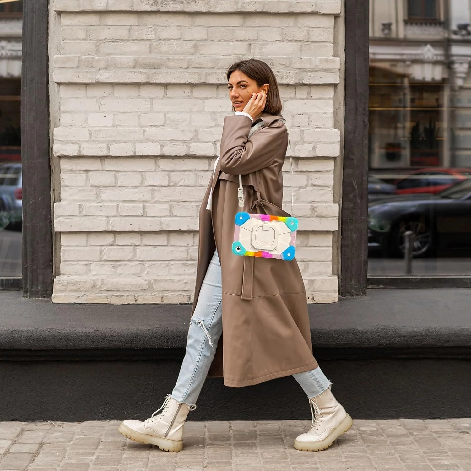 کیف محافظ تبلت سازگار با Samsung Galaxy Tab A9 Plus SM-X210/SM-216/SM-X218 11 اینچ، کیف محافظ مقاوم در برابر ضربه با پایه تاشو چرخان 360 درجه + بند دستی + BA