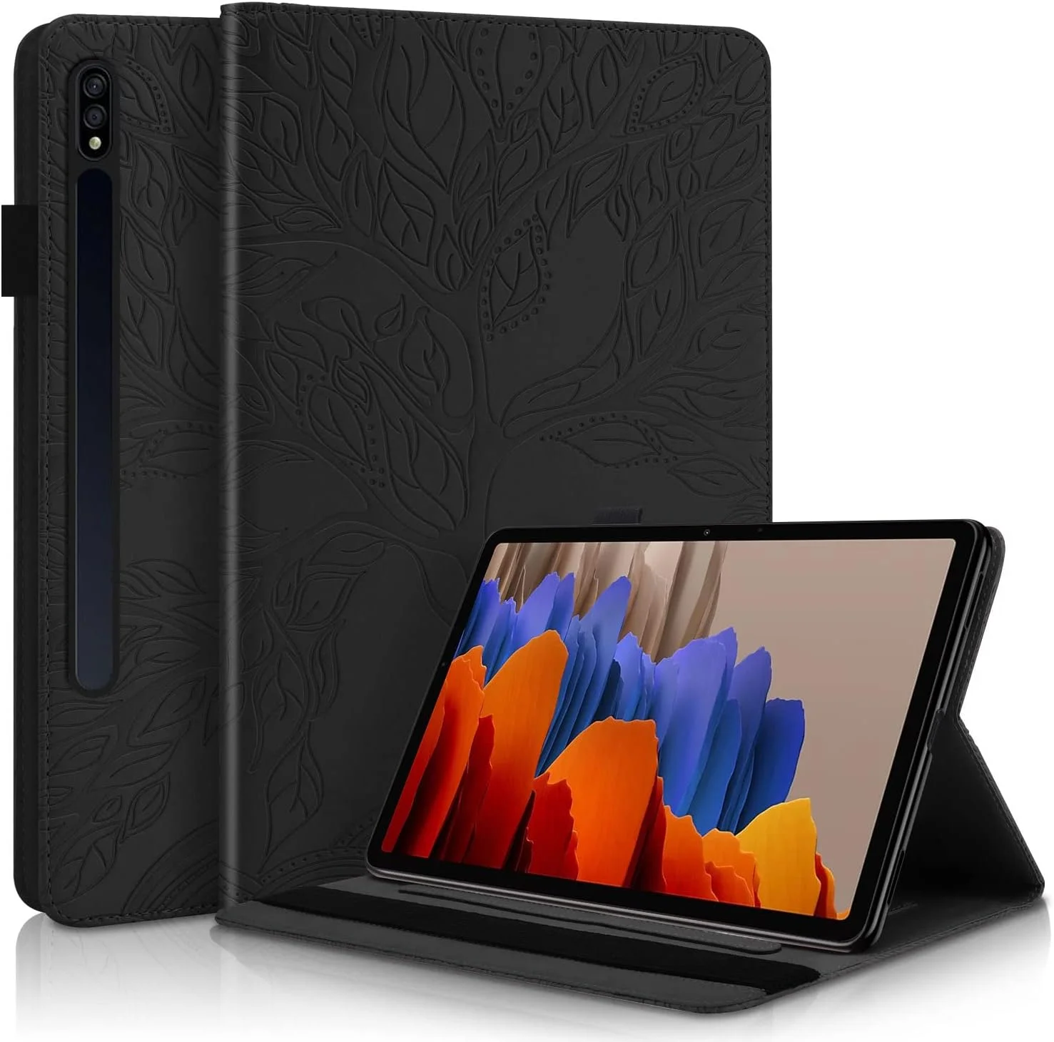 کاور ساکتاپی برای تبلت سامسونگ گلکسی تب S9 11 اینچ 2023 مدل SM-X710/SM-X716B، کاور محافظ چرمی PU تاشو، کاور کیف پول استند دار با جای قلم برای تبلت سامسونگ تب S9 2023