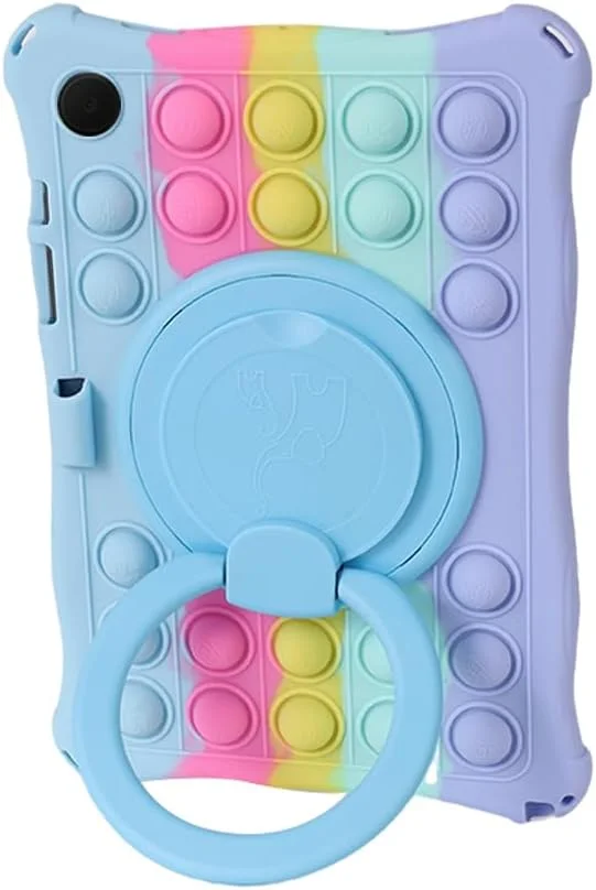 UFAINEI Galaxy Tab A9+ Plus Case Girls Boys(SM-X210/X216/X218), Cute Soft Silicone Popit Case for Samsung Tablet A9+ Case 11 inch 2023 with 360° Rotatable Stand & Shoulder Strap, Colorful Blue