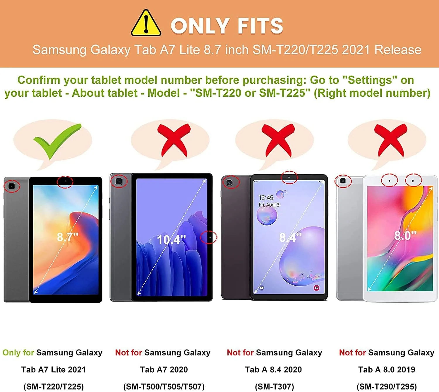 کیف تبلت زومون برای Samsung Galaxy Tab A7 Lite 8.7 اینچی (SM-T220 / SM-T225)، کاور محافظ مقاوم در برابر ضربه هیبریدی، پایه چرخان 360 درجه، بند دستی