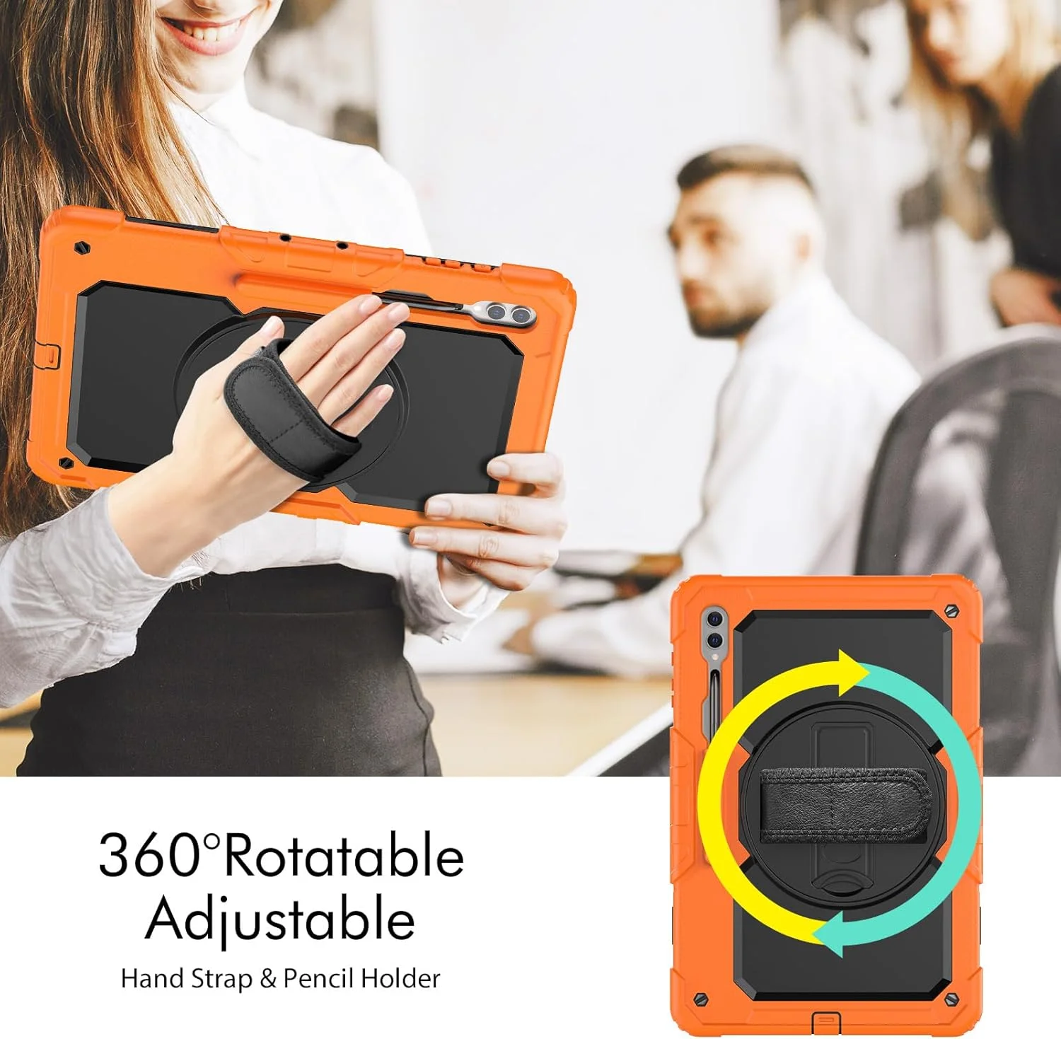 کیف محافظتی تبلت سنگین نینسی برای سامسونگ گلکسی تب S8 Ultra 14.6 اینچ، کاور سیلیکونی رنگین کمانی ضد ضربه 3 در 1 با نگهدارنده مداد، بند شانه، بند دستی، پایه تاشو