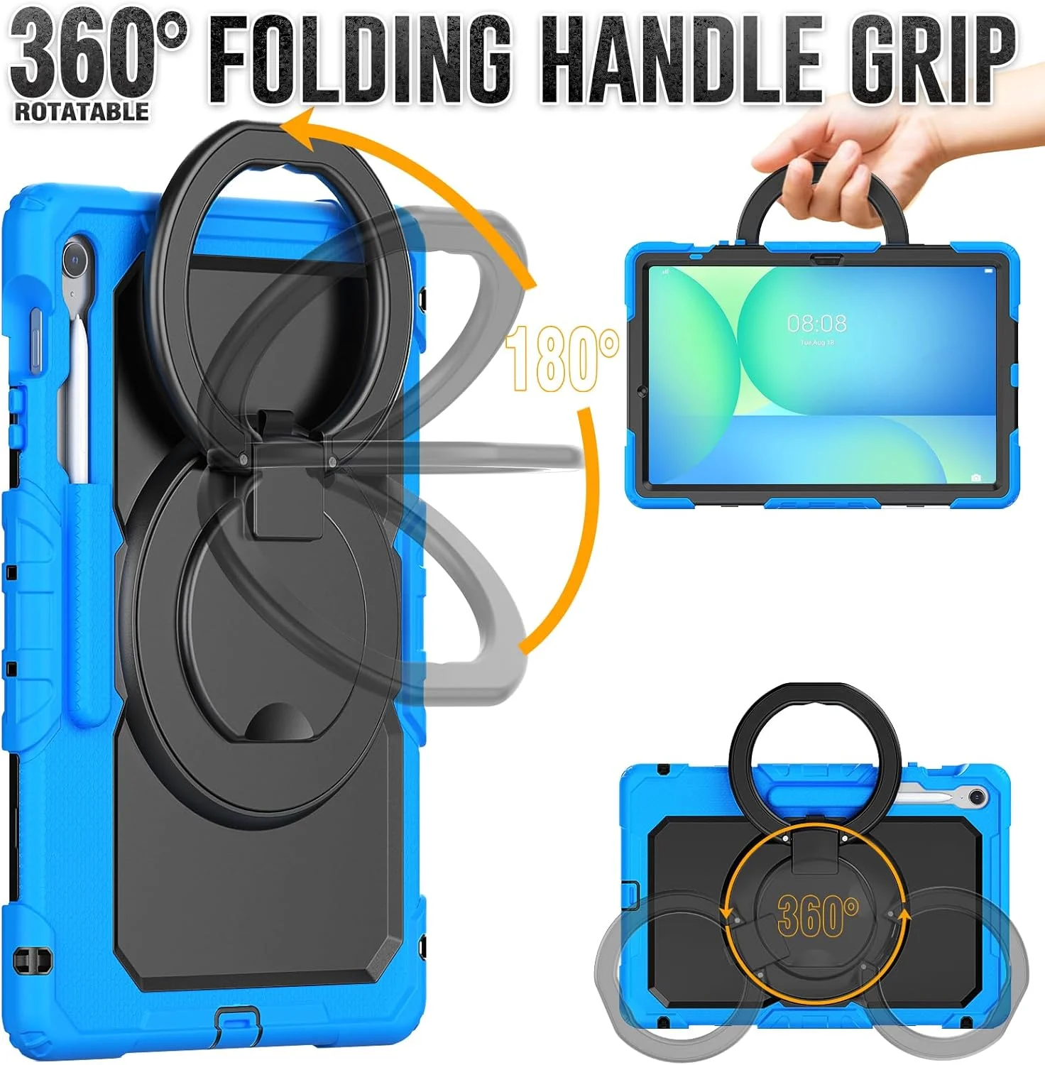 کیف محافظ تبلت مقاوم Nincyee برای Samsung Galaxy Tab S10 FE+ 13.1 اینچ، کاور سیلیکونی ضد ضربه 3 در 1 با نگهدارنده قلم، بند شانه، پایه تاشو نامرئی