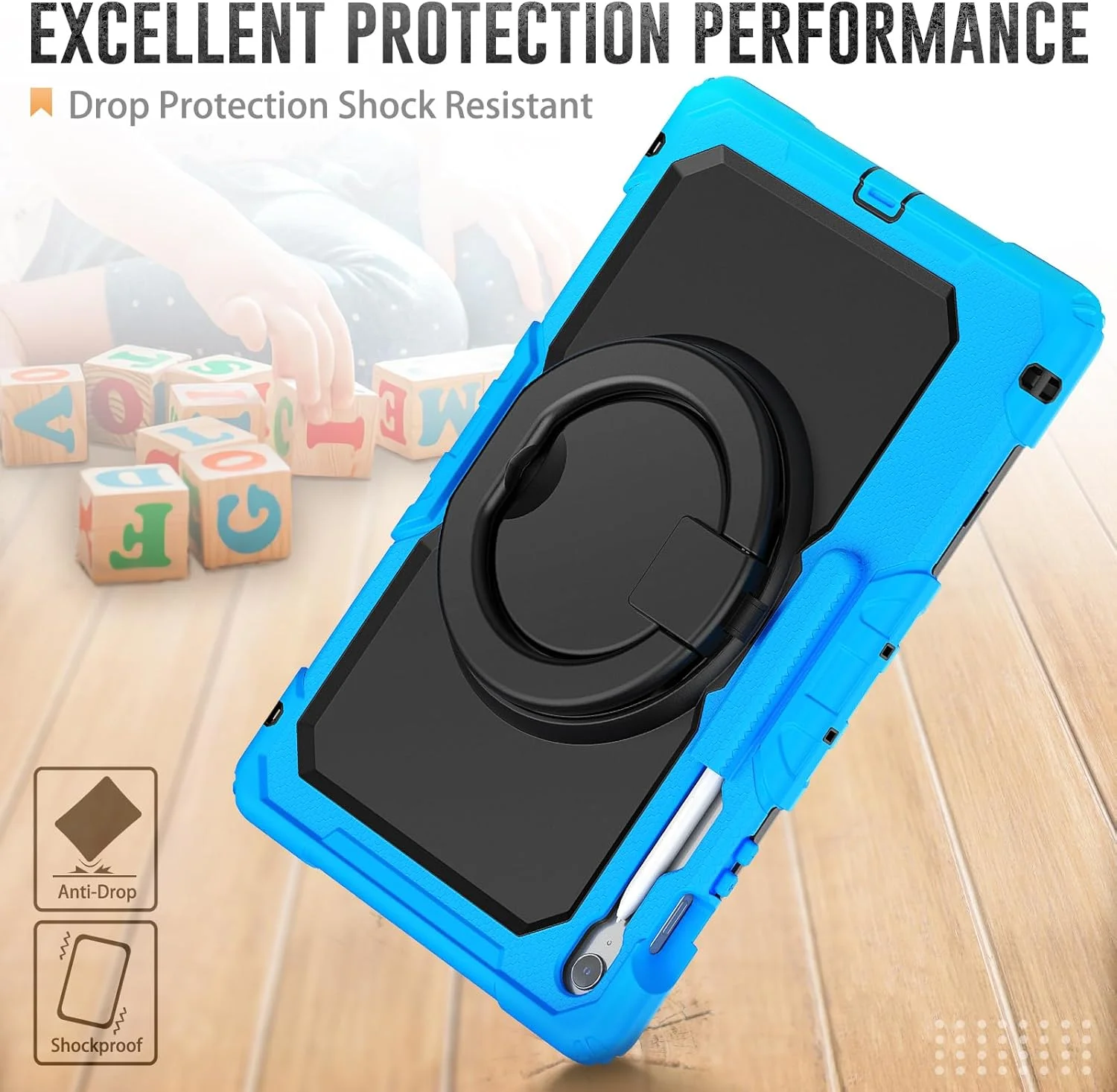 کیف محافظ تبلت مقاوم Nincyee برای Samsung Galaxy Tab S10 FE+ 13.1 اینچ، کاور سیلیکونی ضد ضربه 3 در 1 با نگهدارنده قلم، بند شانه، پایه تاشو نامرئی