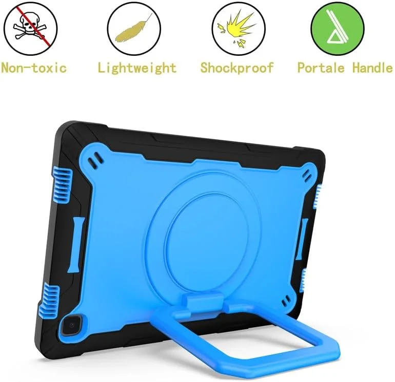 کیف تبلت برای سامسونگ گلکسی تب A7 با صفحه نمایش 10.4 اینچی مدل 2020 SM-T500/T505/T507، مقاوم در برابر ضربه، دارای استند چرخان 360 درجه و بند شانه ای، کاور محافظ سبک وزن، سرمه ای