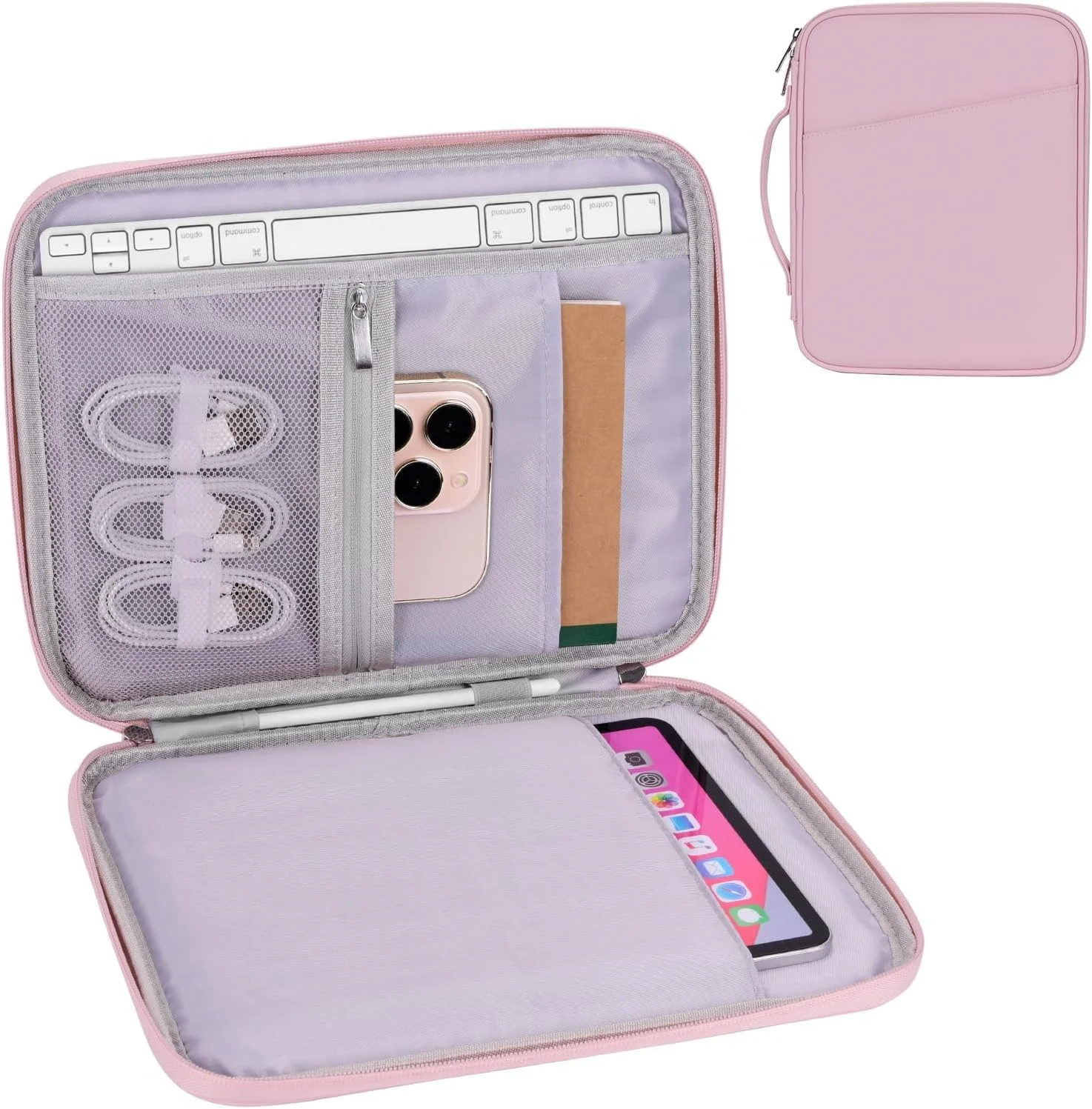 کیف محافظ تبلت ShabeEat، کیف حمل ضربه گیر برای آیپد پرو 12.9 M2/M1/2018-2020، سرفیس پرو 9/8/X/7/6، گلکسی تب S8/S7+ 12.4 اینچی (صورتی، 11 اینچ)