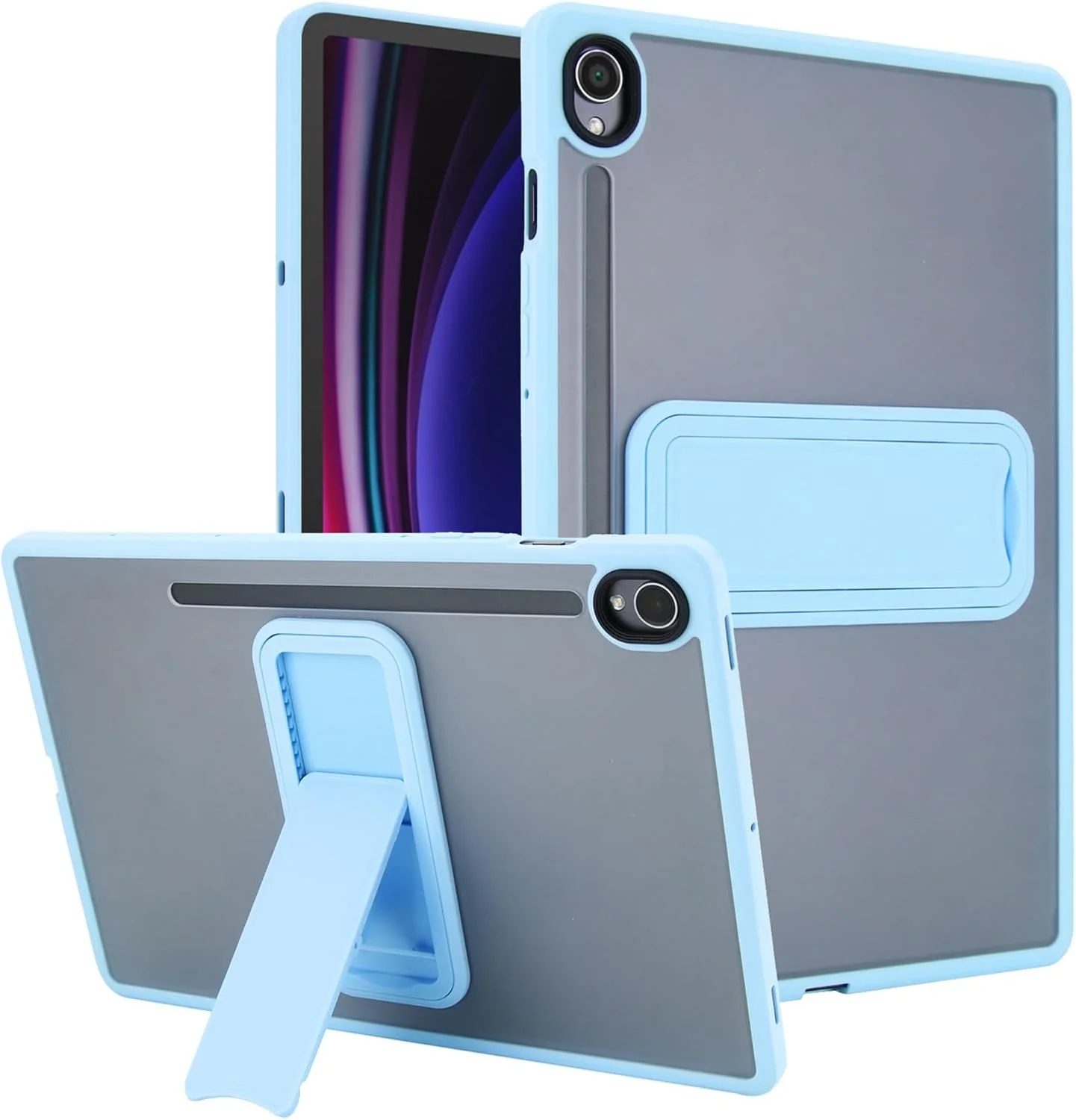 کاور تبلت Gruattreay برای Samsung Galaxy Tab S10 FE 10.9 اینچ (2025) مدل SM-X520/X526B، کاور پشتی محافظ ضد ضربه مات و نیمه شفاف با روکش پوست‌دوست و استند (آبی)