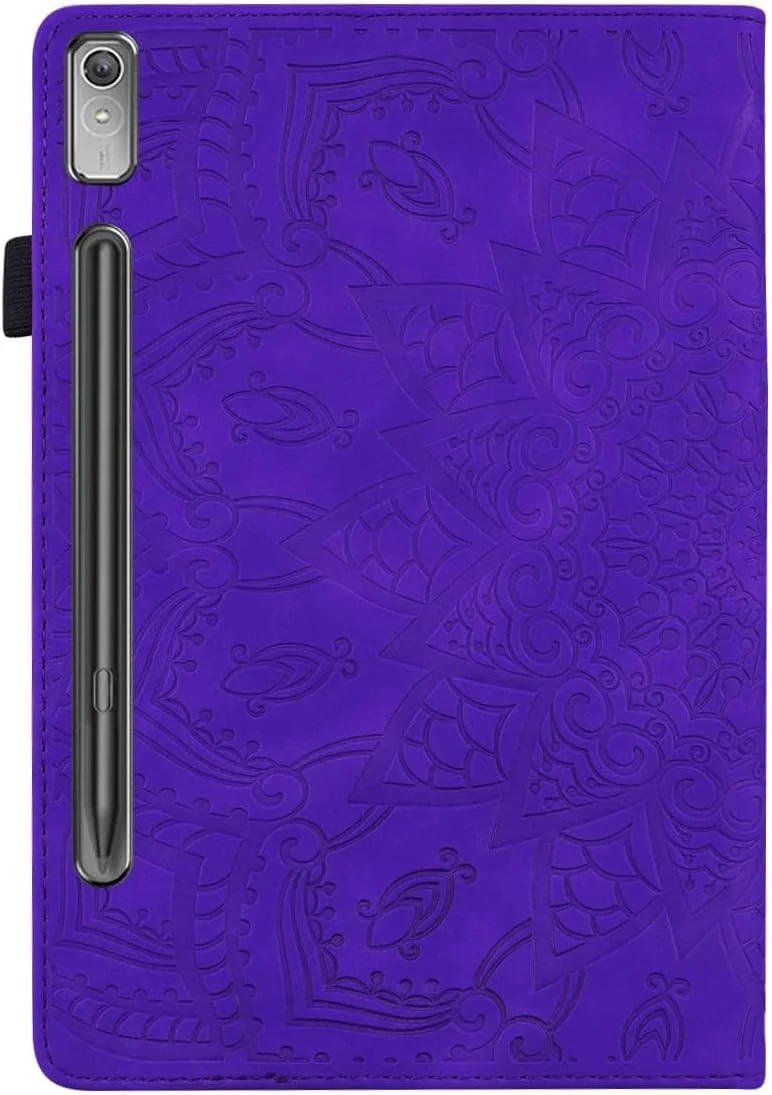 کیف تبلت سامسونگ گلکسی تب S9 پلاس/S9 FE+ 12.4 اینچ 2023، جلد چرمی PU با قابلیت استند چند زاویه ای، دارای جای کارت، جای قلم و عملکرد خواب/بیدار خودکار مناسب برای مدل SM-X810/X816 - بنفش