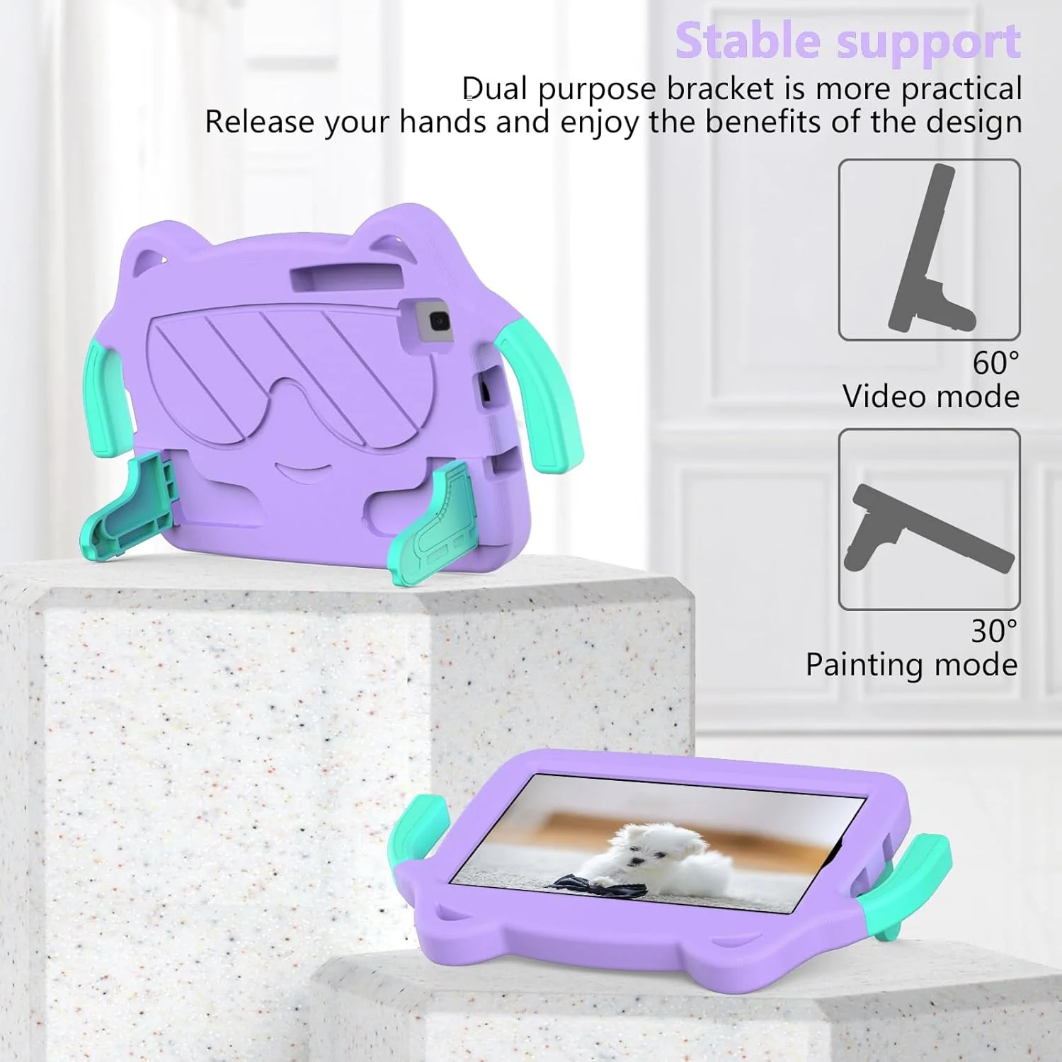 کیف تبلت کودکانه nincyee برای Samsung Galaxy Tab A 8.0" 2019 SM-T290/T295، روکش مقاوم در برابر ضربه EVA با نگهدارنده مداد، پایه تاشو، کیف کارتونی کوچک دستی شکل برای کودکان