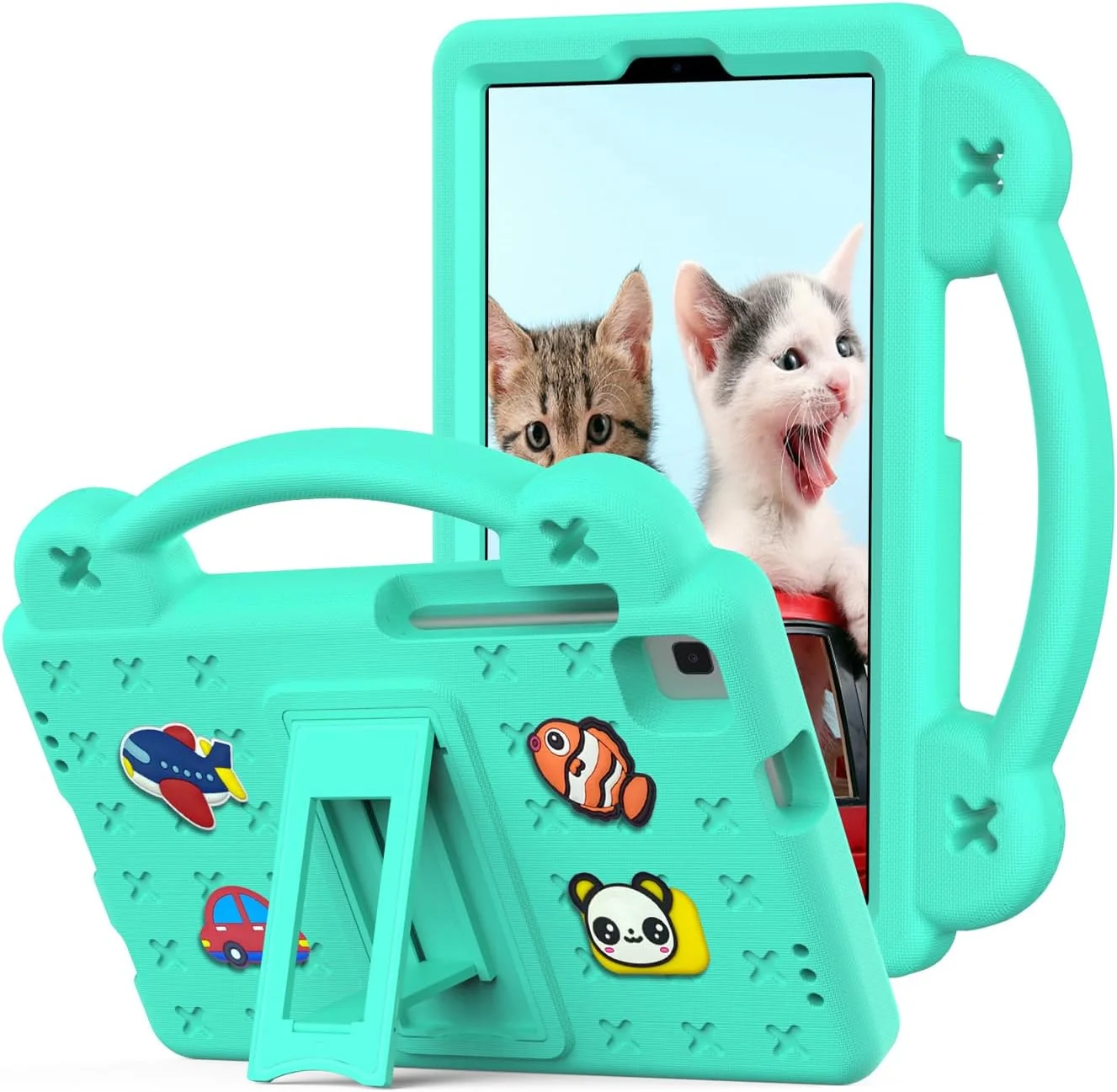 کیف تبلت کودکانه nincyee برای Samsung Galaxy Tab A 8.0 اینچ 2019 SM-T20/T295، کاور مقاوم در برابر ضربه EVA با پایه تاشو، کیف کارتونی خرس عروسکی با بند شانه برای کودکان