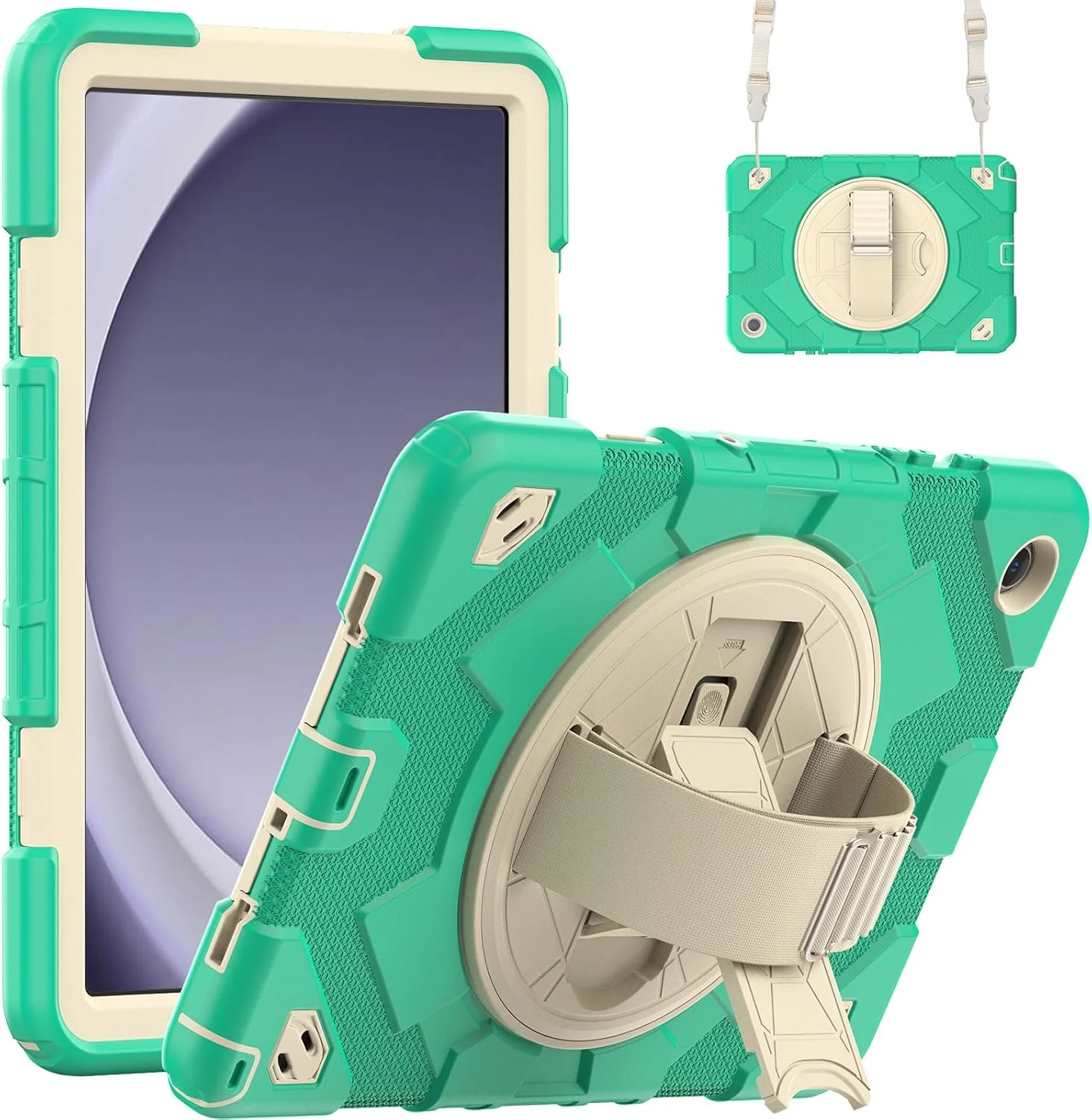 کیف تبلت nincyee برای Samsung Galaxy Tab A9+ 11 اینچ 2023، کیف سیلیکونی رنگین کمانی ضد ضربه و مقاوم برای کودکان با طرح قهرمان عنکبوتی، دارای جای قلم، بند شانه، پایه تاشو چرخان و بند دستی