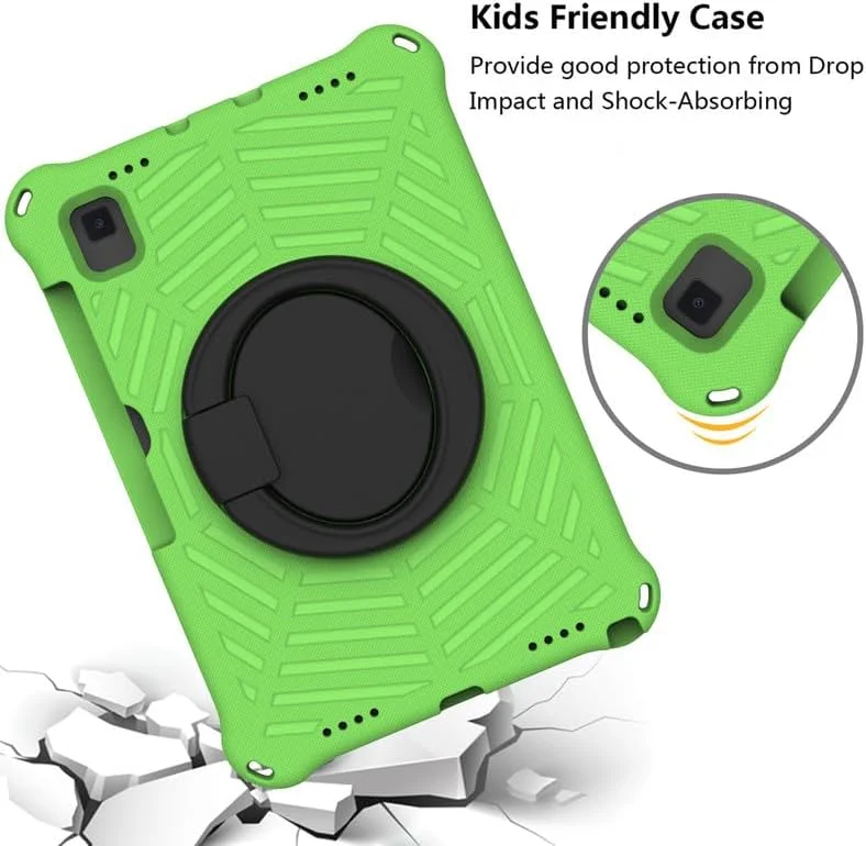 کیف تبلت گلکسی تب A7 2020 سایز 10.4 اینچ، فوم EVA با طرح تار عنکبوت، دارای استند حلقه ای و بند شانه ای، مناسب برای تبلت سامسونگ گلکسی تب A7 SM-T500/T505 (سبز)