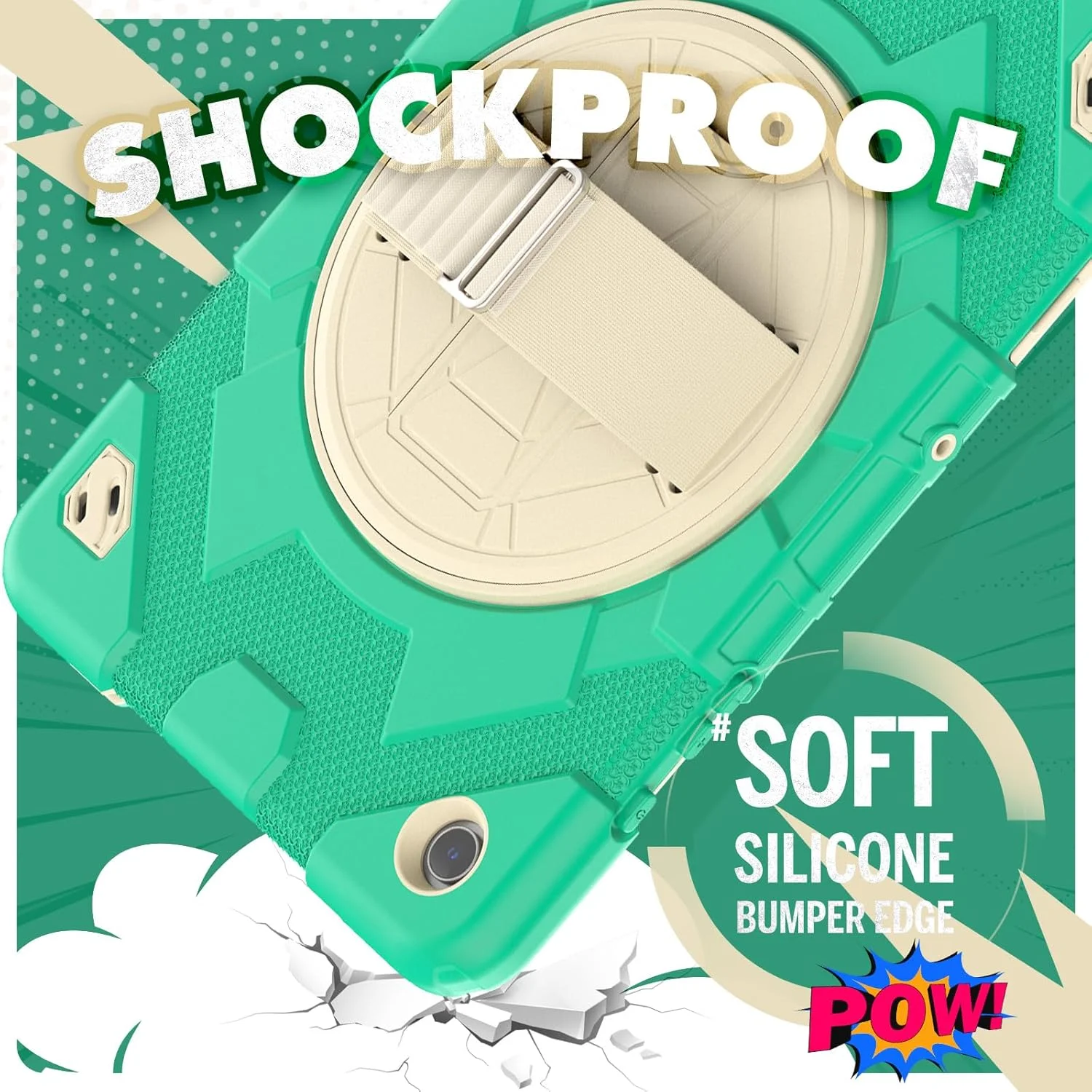 کیف تبلت nincyee برای Samsung Galaxy Tab A9+ 11 اینچ 2023، کیف سیلیکونی رنگین کمانی ضد ضربه و مقاوم برای کودکان با طرح قهرمان عنکبوتی، دارای جای قلم، بند شانه، پایه تاشو چرخان و بند دستی