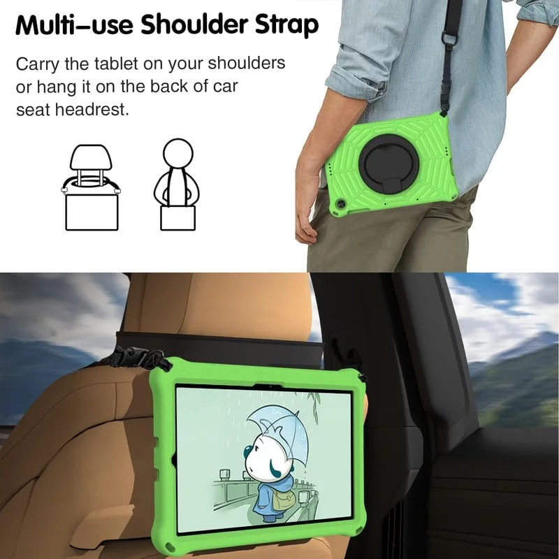 کیف تبلت گلکسی تب A7 2020 سایز 10.4 اینچ، فوم EVA با طرح تار عنکبوت، دارای استند حلقه ای و بند شانه ای، مناسب برای تبلت سامسونگ گلکسی تب A7 SM-T500/T505 (سبز)