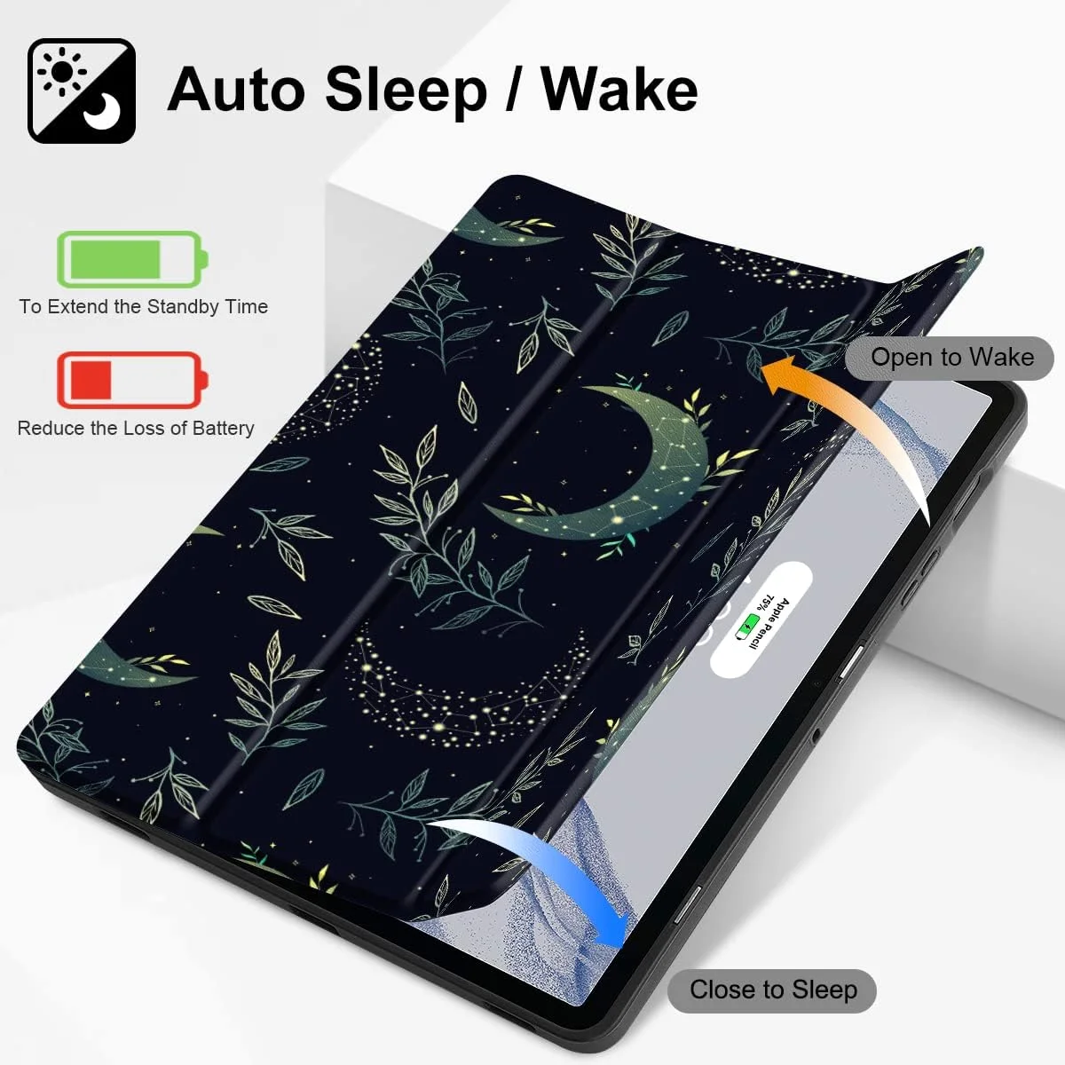 کیف تبلت Tuiklol برای Samsung Galaxy Tab S9 11 اینچ مدل 2023 X710/X716B/X718U، دارای جای قلم داخلی، قاب سخت، کاور سه تایی استند، قابلیت بیدار/خواب خودکار برای Galaxy S9 2023، سبز آسمانی