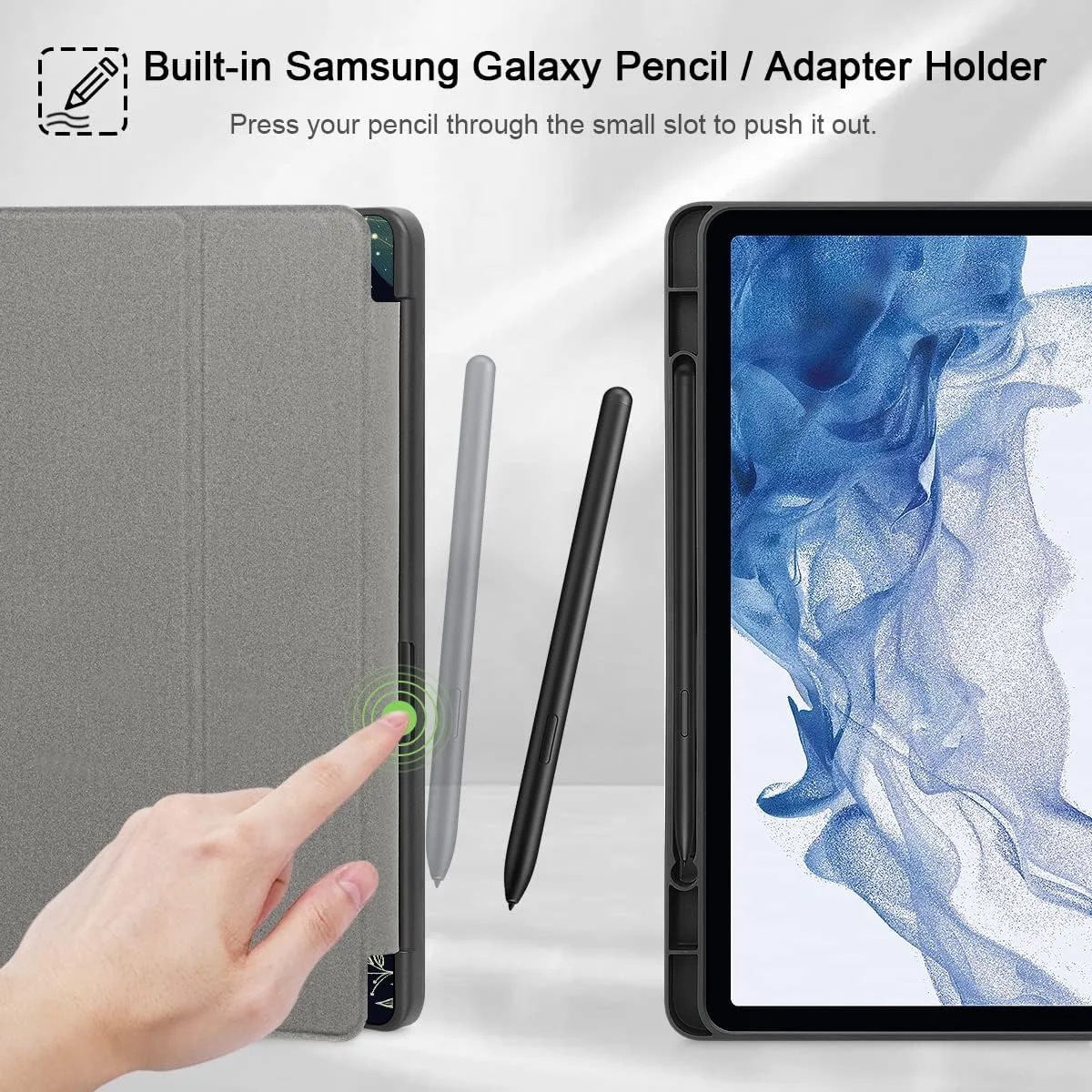 کیف تبلت Tuiklol برای Samsung Galaxy Tab S9 11 اینچ مدل 2023 X710/X716B/X718U، دارای جای قلم داخلی، قاب سخت، کاور سه تایی استند، قابلیت بیدار/خواب خودکار برای Galaxy S9 2023، سبز آسمانی
