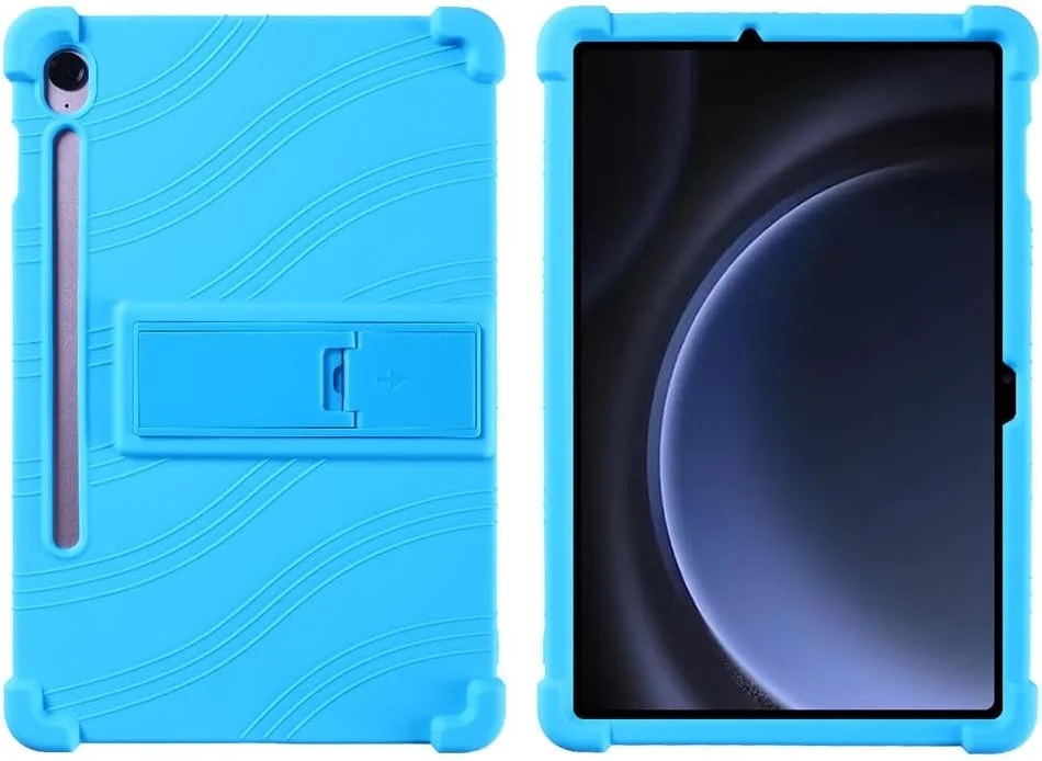 کاور تبلت گرواتری مناسب برای تبلت سامسونگ گلکسی تب S10 FE با صفحه نمایش 10.9 اینچ (2025) مدل SM-X520/X526B/X528 [مناسب کودکان] سیلیکونی نرم با گوشه‌های ضخیم و مقاوم در برابر ضربه به همراه استند چند زاویه‌ای (آبی آسمانی)