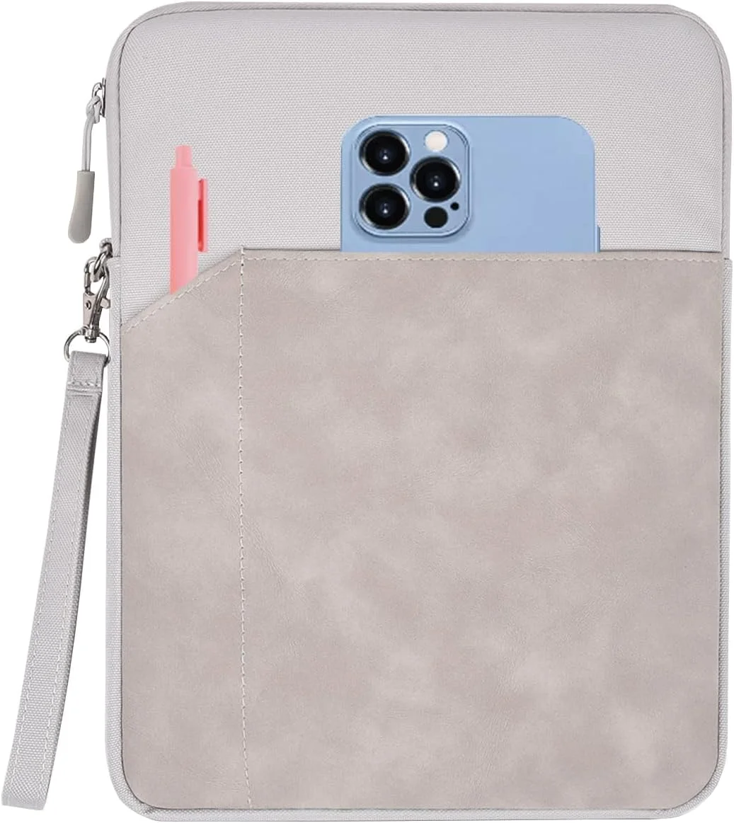 کیف آستین تبلت آزون مناسب تبلت های 9 تا 11 اینچی برای آیپد پرو 11، آیپد ایر، گلکسی تب 11 اینچی، کیندل فایر HD 10 پلاس، تبلت 9.7 تا 10.9 اینچی، کیف ضد ضربه و ضد آب با جیب خارجی برای لوازم جانبی، خاکستری