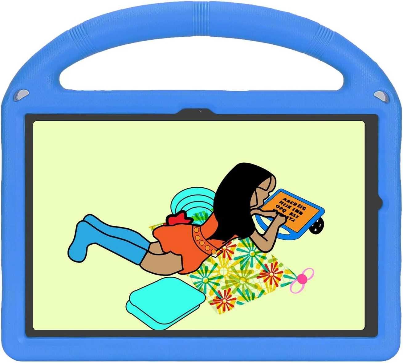 کیف تبلت کودکانه nincyee برای Samsung Galaxy Tab A9+ 11 اینچ 2023 X216، کاور مقاوم در برابر ضربه EVA با دسته، قاب پایه تاشو با طرح چرخ ماشین برای کودکان