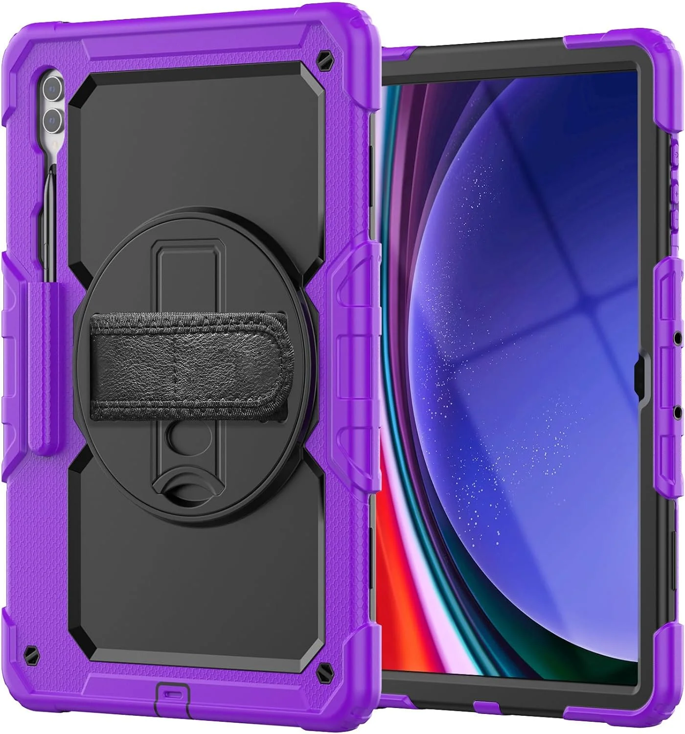 کاور تبلت گرواتری سازگار با سامسونگ گلکسی تب S10 Ultra 14.6 اینچ (2024)، کاور سیلیکونی EVA ضد ضربه و ضد افتادن با جای قلم/بند شانه، پایه چرخان 360 درجه (بنفش)