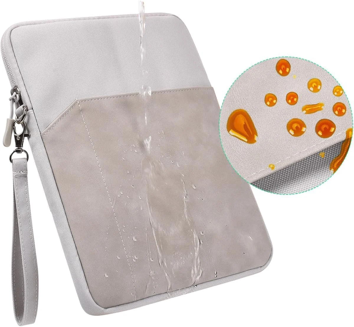 کیف آستین تبلت آزون مناسب تبلت های 9 تا 11 اینچی برای آیپد پرو 11، آیپد ایر، گلکسی تب 11 اینچی، کیندل فایر HD 10 پلاس، تبلت 9.7 تا 10.9 اینچی، کیف ضد ضربه و ضد آب با جیب خارجی برای لوازم جانبی، خاکستری