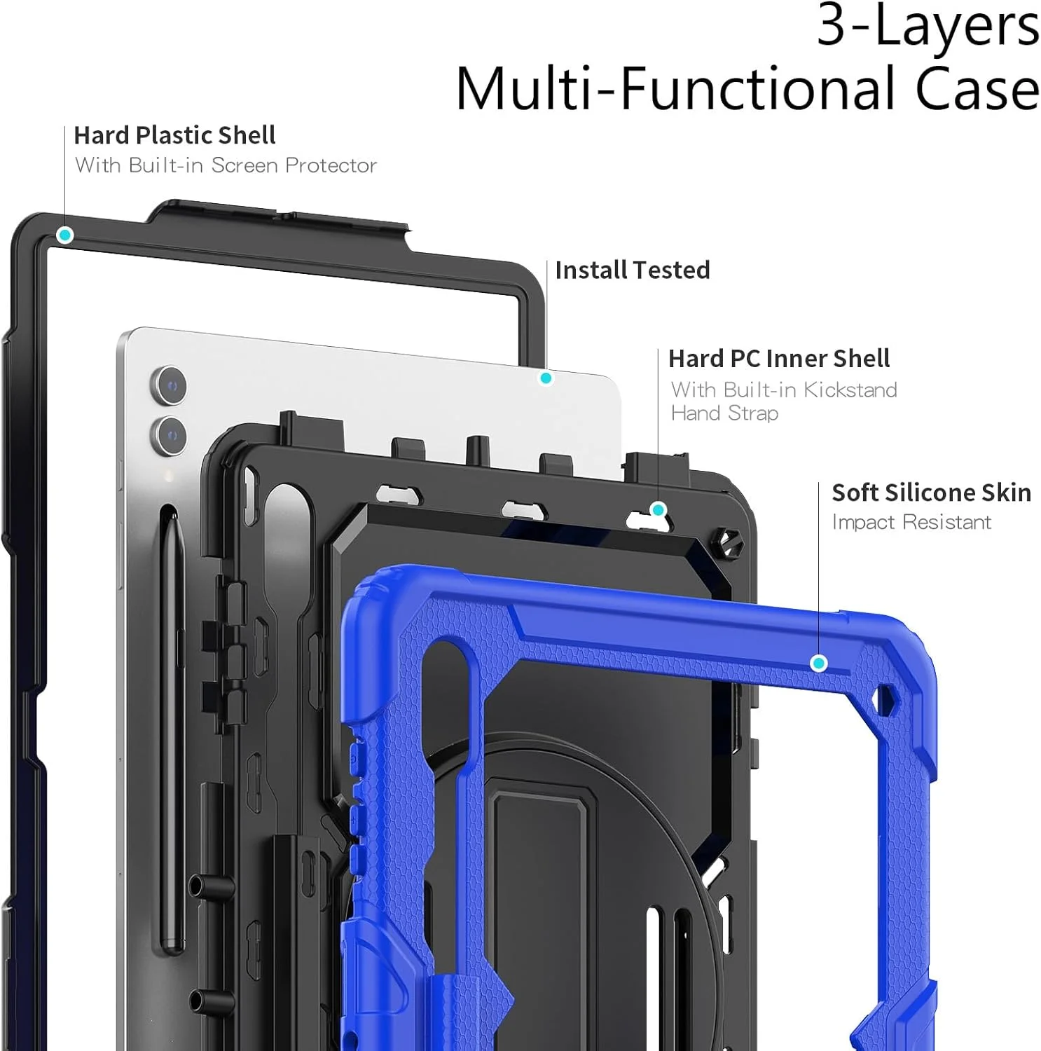 کاور تبلت گرواتری سازگار با سامسونگ گلکسی تب S10 Ultra 14.6 اینچ (2024)، کاور سیلیکونی EVA ضد ضربه و ضد افتادن با جای قلم/بند شانه، پایه چرخان 360 درجه (بنفش)