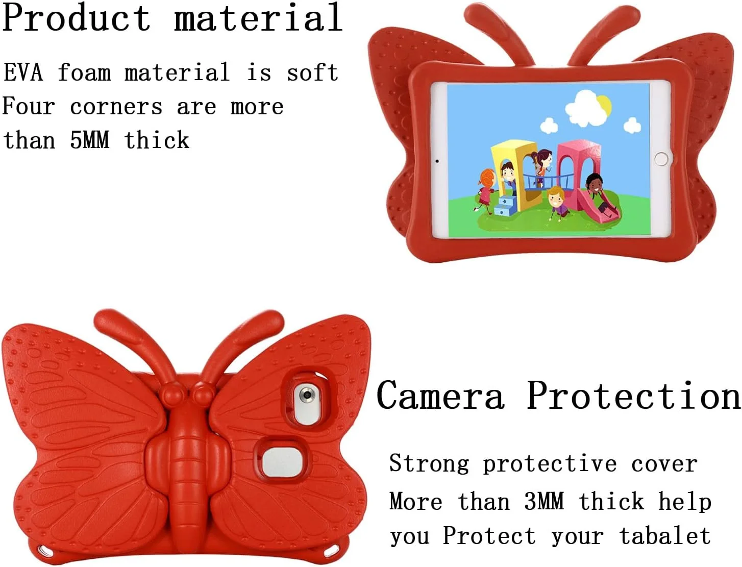 کیف تبلت کودکانه nincyee برای Samsung Galaxy Tab A7 lite 8.7 اینچ 2021 T220/T225، کاور مقاوم در برابر ضربه EVA با جای مداد، پایه تاشو، کیف کارتونی طرح پروانه ای برای کودکان