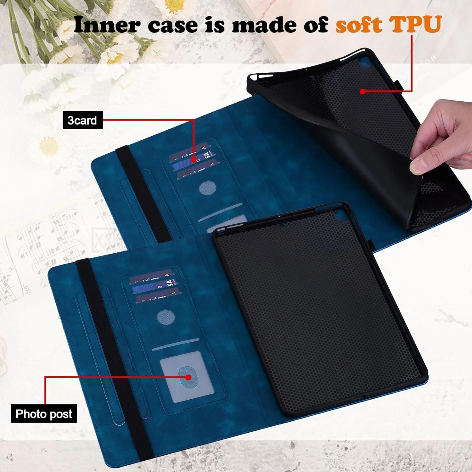 کیف تبلت BOLELAW مناسب برای تبلت سامسونگ گلکسی تب A9 پلاس 11 اینچ 2023 (SM-X210/X215/X216) با [قابلیت استند] [جای کارت] [جای قلم و قلم] کیف چرمی تاشو برای تبلت سامسونگ تب A9 پلاس، آبی