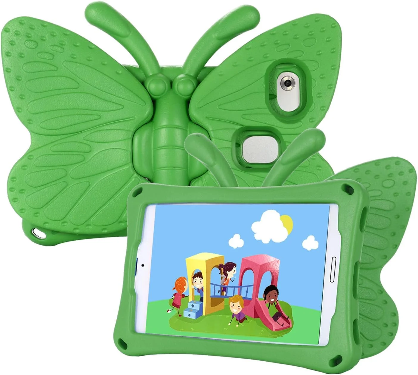 کیف تبلت کودکانه nincyee برای Samsung Galaxy Tab A 8.0" 2019 P200/P205، کاور مقاوم در برابر ضربه EVA با جای مدادی، پایه تاشو، کیف کارتونی طرح پروانه ای برای کودکان