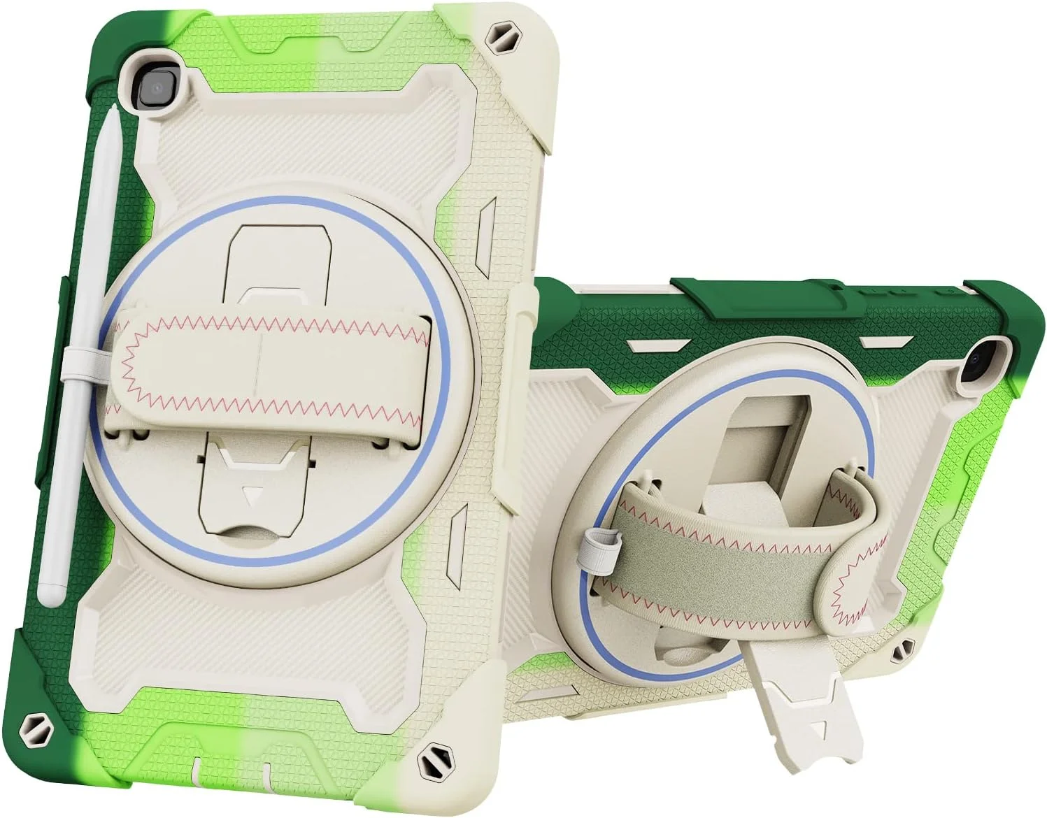 کیف تبلت nincyee برای Samsung Galaxy Tab A7 Lite 8.7 اینچ، کیف سیلیکونی رنگین کمانی مقاوم در برابر ضربه برای کودکان با نگهدارنده مداد، بند شانه، پایه تاشو چرخشی، بند دستی