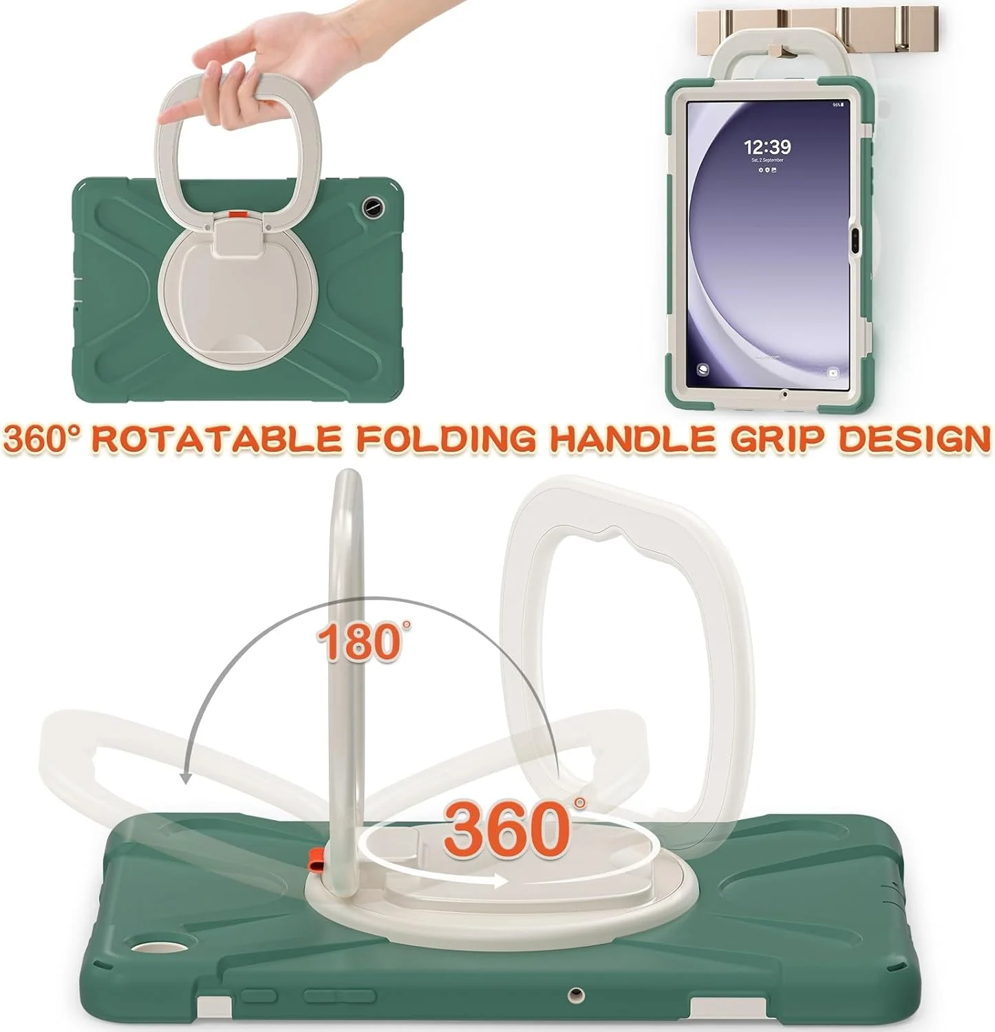 کیف تبلت مسافرتی سازگار با Samsung Galaxy Tab A9 Plus 11 اینچ (2023) SM-X210/SM-216/SM-X218، کیف سازگار با کودکان، ضد ضربه، بادوام، TPU، دارای براکت چند منظوره