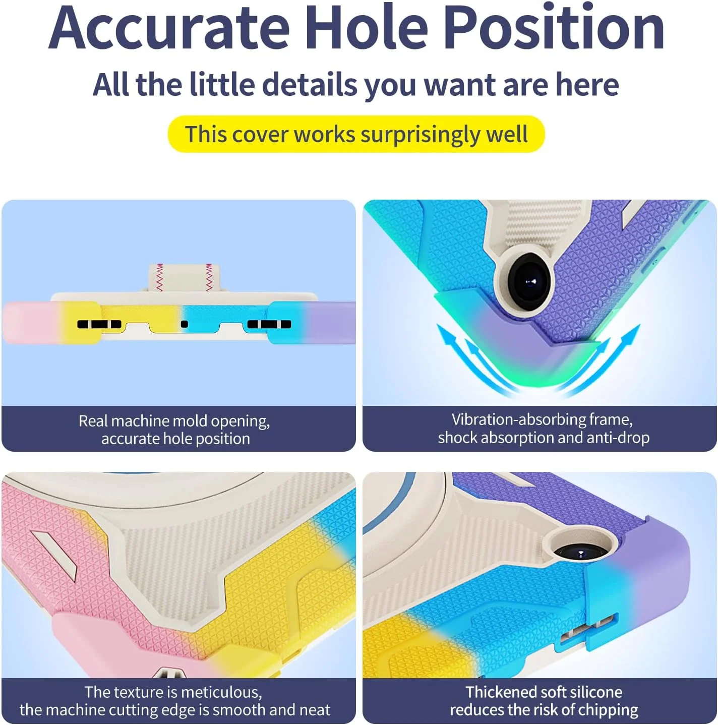 کیف تبلت nincyee برای سامسونگ گلکسی تب A8 10.5 اینچ 2021، کیف سیلیکونی رنگین کمانی مقاوم در برابر ضربه برای کودکان با نگهدارنده مداد، بند شانه، پایه تاشو چرخشی، بند دستی