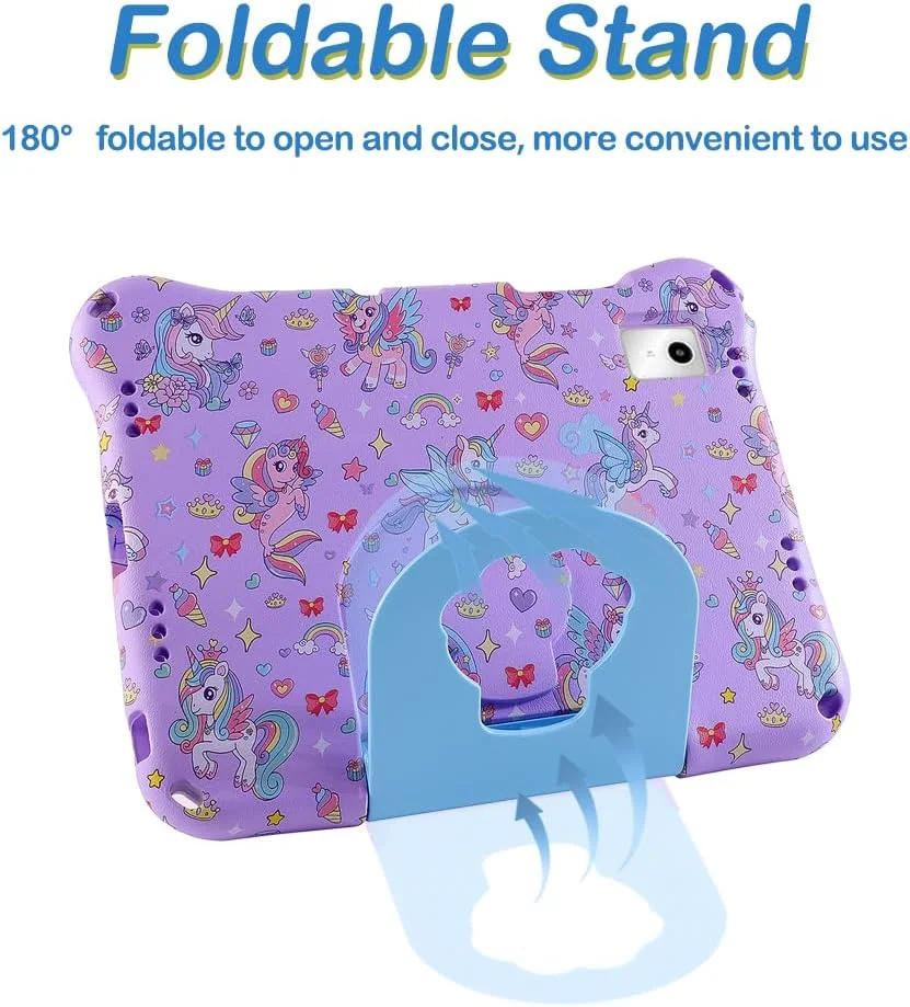 کیف تبلت سامسونگ Tab A9 Plus 10.9 X210 مخصوص کودکان، کیف تبلت سامسونگ Tab A9 Plus A9+ 2023 مخصوص کودکان، کیف EVA تک شاخ ضد ضربه و بادوام با دسته و پایه برای کودکان پسر و دختر (DJS)