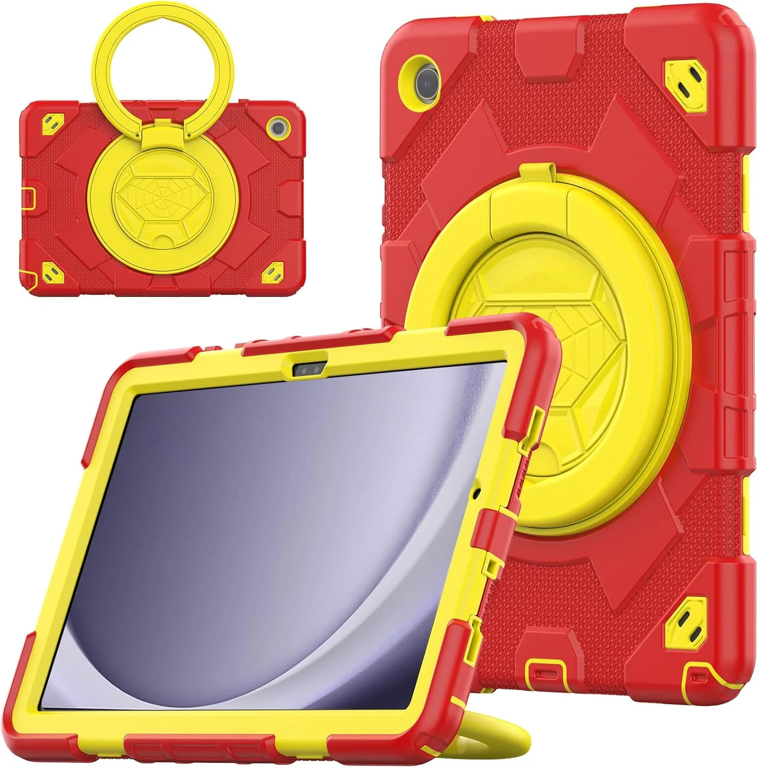 کیف تبلت nincyee برای Samsung Galaxy Tab A9+ 11 اینچ 2023، کیف سیلیکونی رنگین کمانی مقاوم در برابر ضربه برای کودکان با نگهدارنده مداد، بند شانه، پایه چرخشی 360 درجه و پایه تاشو