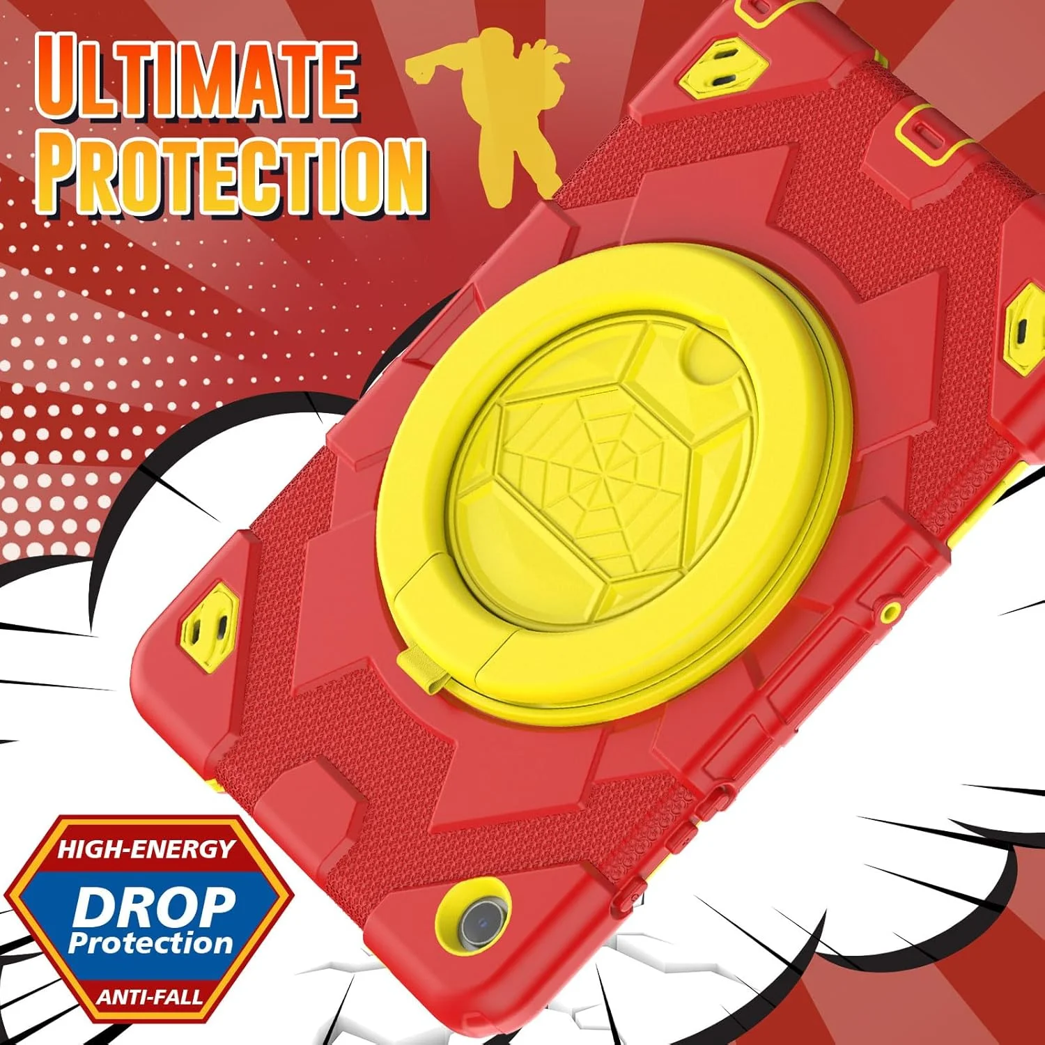 کیف تبلت nincyee برای Samsung Galaxy Tab A9+ 11 اینچ 2023، کیف سیلیکونی رنگین کمانی مقاوم در برابر ضربه برای کودکان با نگهدارنده مداد، بند شانه، پایه چرخشی 360 درجه و پایه تاشو