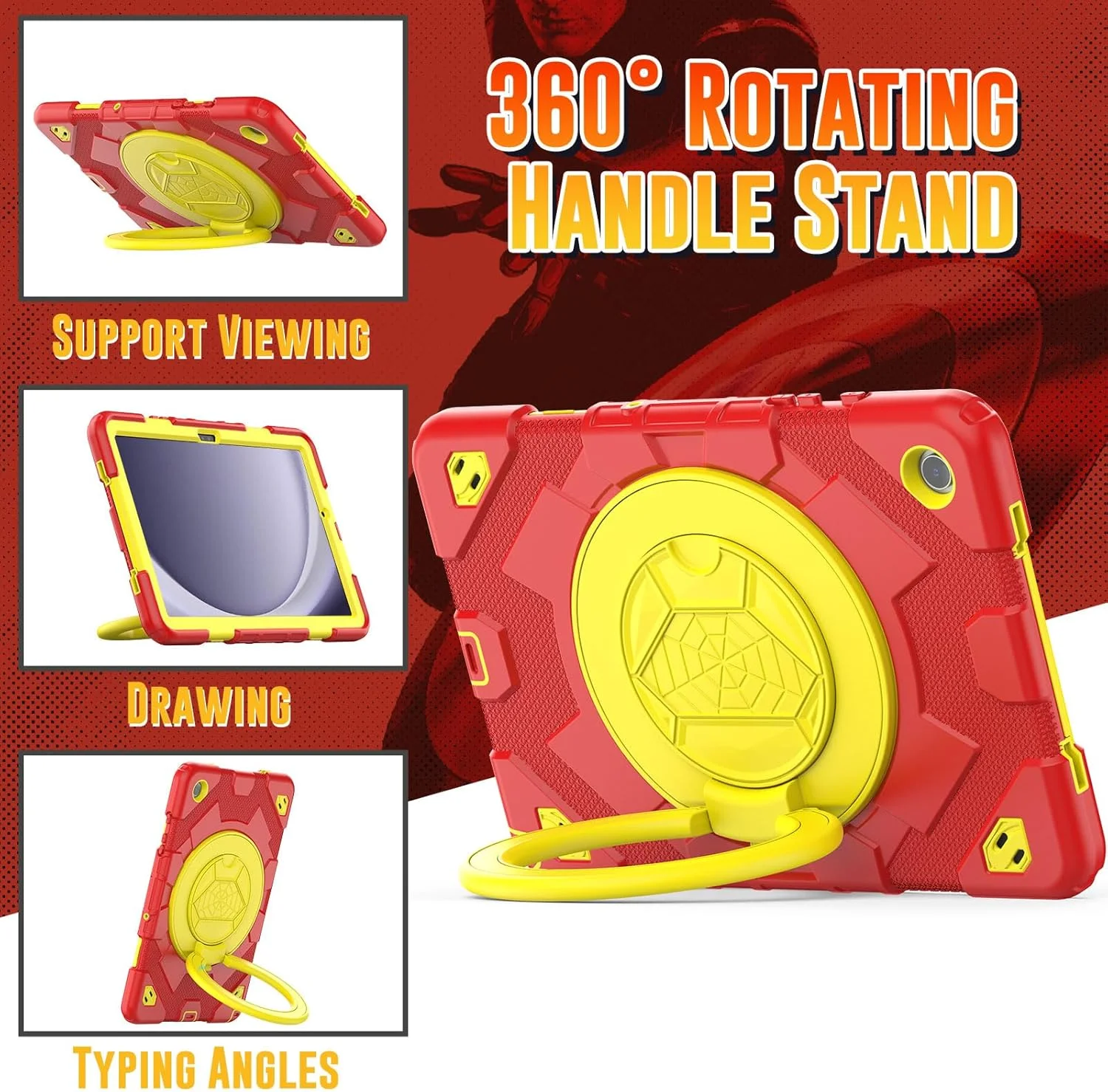 کیف تبلت nincyee برای Samsung Galaxy Tab A9+ 11 اینچ 2023، کیف سیلیکونی رنگین کمانی مقاوم در برابر ضربه برای کودکان با نگهدارنده مداد، بند شانه، پایه چرخشی 360 درجه و پایه تاشو