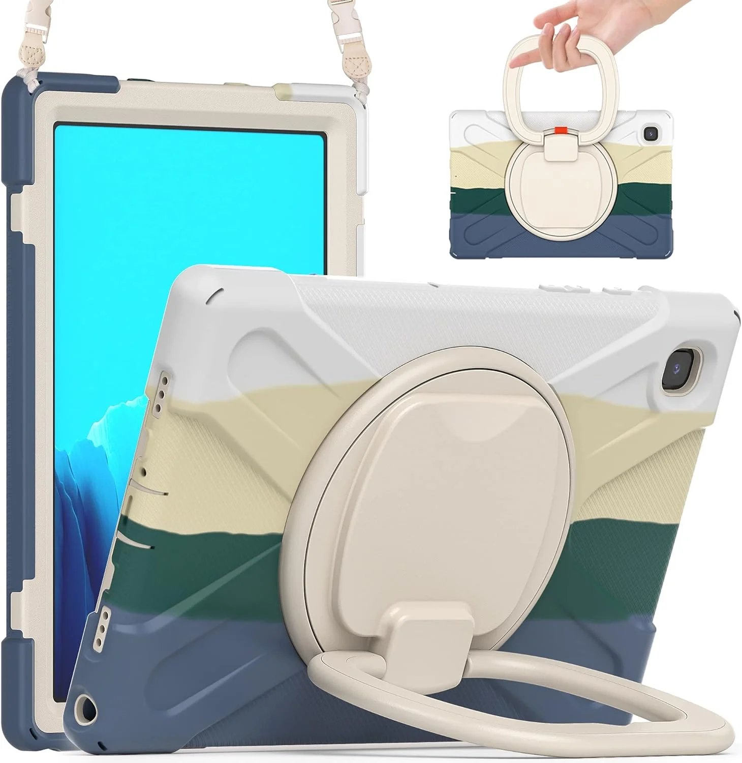 کیف تبلت مسافرتی XNCVBD برای سامسونگ گلکسی تب A7 10.4 T500، کیف محافظ مقاوم در برابر ضربه با پایه تاشو، چرخشی، بند شانه (سبز رنگارنگ) کیف تبلت مسافرتی XNCVBD برای سامسونگ گلکسی تب A7 10.4 T500، کیف محافظ مقاوم در برابر ضربه با پایه تاشو، چرخشی، بند شانه (سبز رنگارنگ)