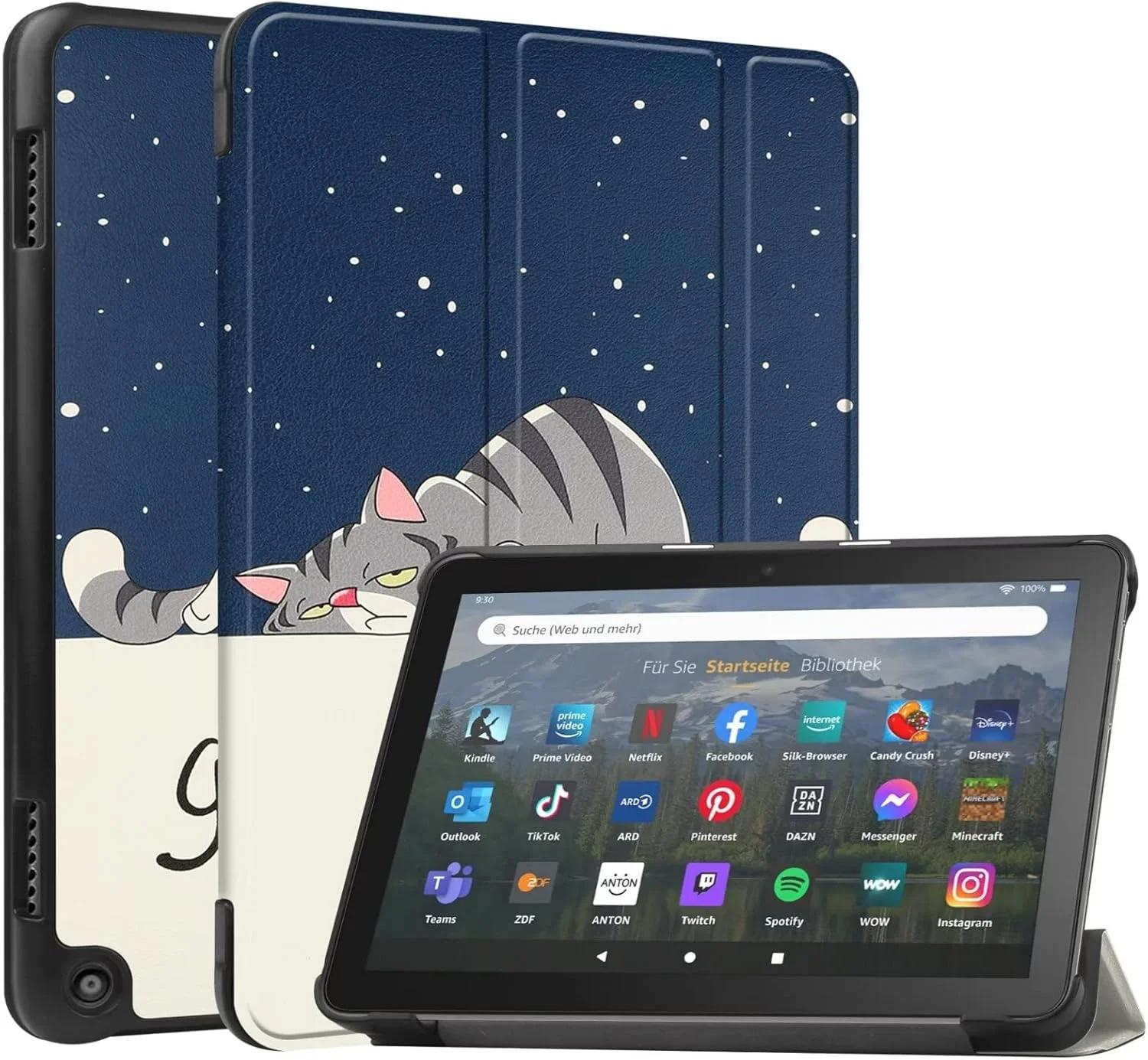کاور تبلت RanTuo برای Samsung Galaxy Tab S10 FE، چرم PU، سبک و نازک، ضد آب، ضد گرد و غبار، کاور محافظ ضد افتادن برای Samsung Galaxy Tab S10 FE. (گربه تنبل)