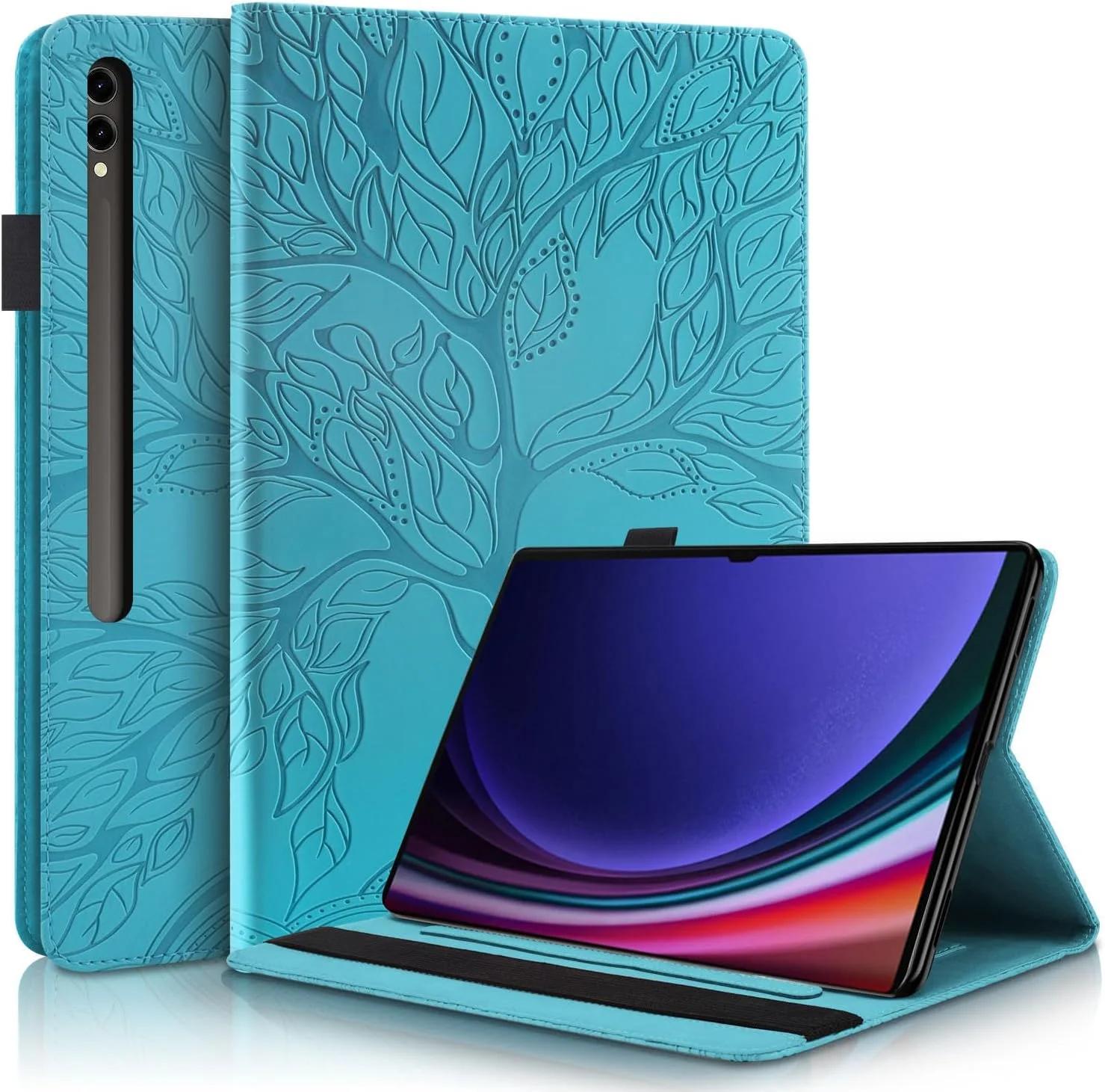 کاور ساکتاپی برای گلکسی تب S9 Ultra 14.6 اینچ 2023 SM-X910/SM-X916، کاور محافظ چرمی PU تاشو با جای قلم، کاور کیف پول، کاور تبلت سامسونگ گلکسی تب S9 Ultra 14.6 اینچ 2023