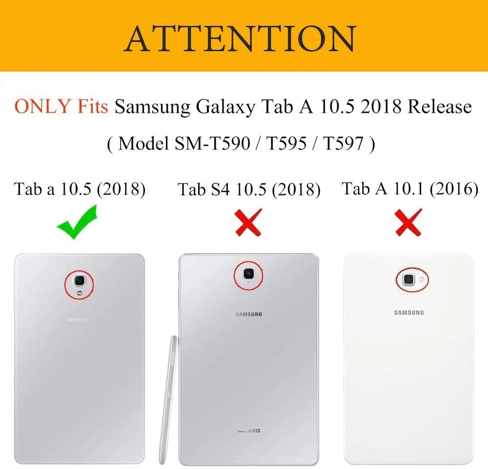 کیف تبلت EKVINOR برای Samsung Galaxy Tab A 10.5 (2018)، روکش چرمی PU با قابلیت چرخش 360 درجه و عملکرد بیدار/خواب خودکار برای Galaxy Tab A 10.5 اینچی مدل 2018 (SM-T590/T595/T597) - آبی تیره