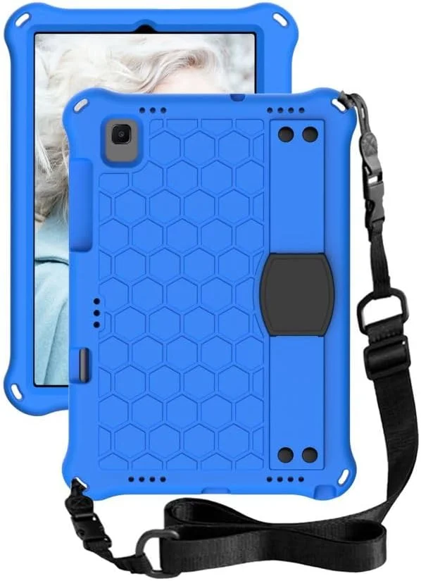 کیف محافظ BLCshine برای تبلت سامسونگ گلکسی تب S5e 10.5 (2019) مدل: SM-T720 SM-T725 SM-T727، روکش محافظ سیلیکونی مقاوم در برابر ضربه با پایه دسته دار و بند شانه - آبی + مشکی