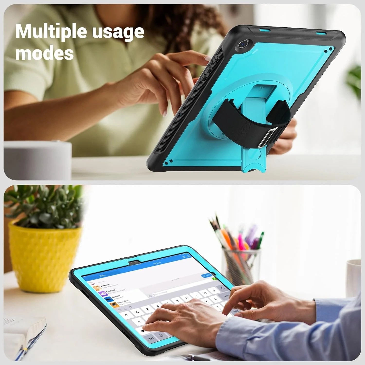 کیف تبلت مناسب برای Samsung Galaxy Tab A9 Plus 11 اینچ 2023 (SM-X210/X216/X218)، کیف مقاوم در برابر ضربه مناسب برای کودکان با محافظ صفحه نمایش/پایه قابل تنظیم