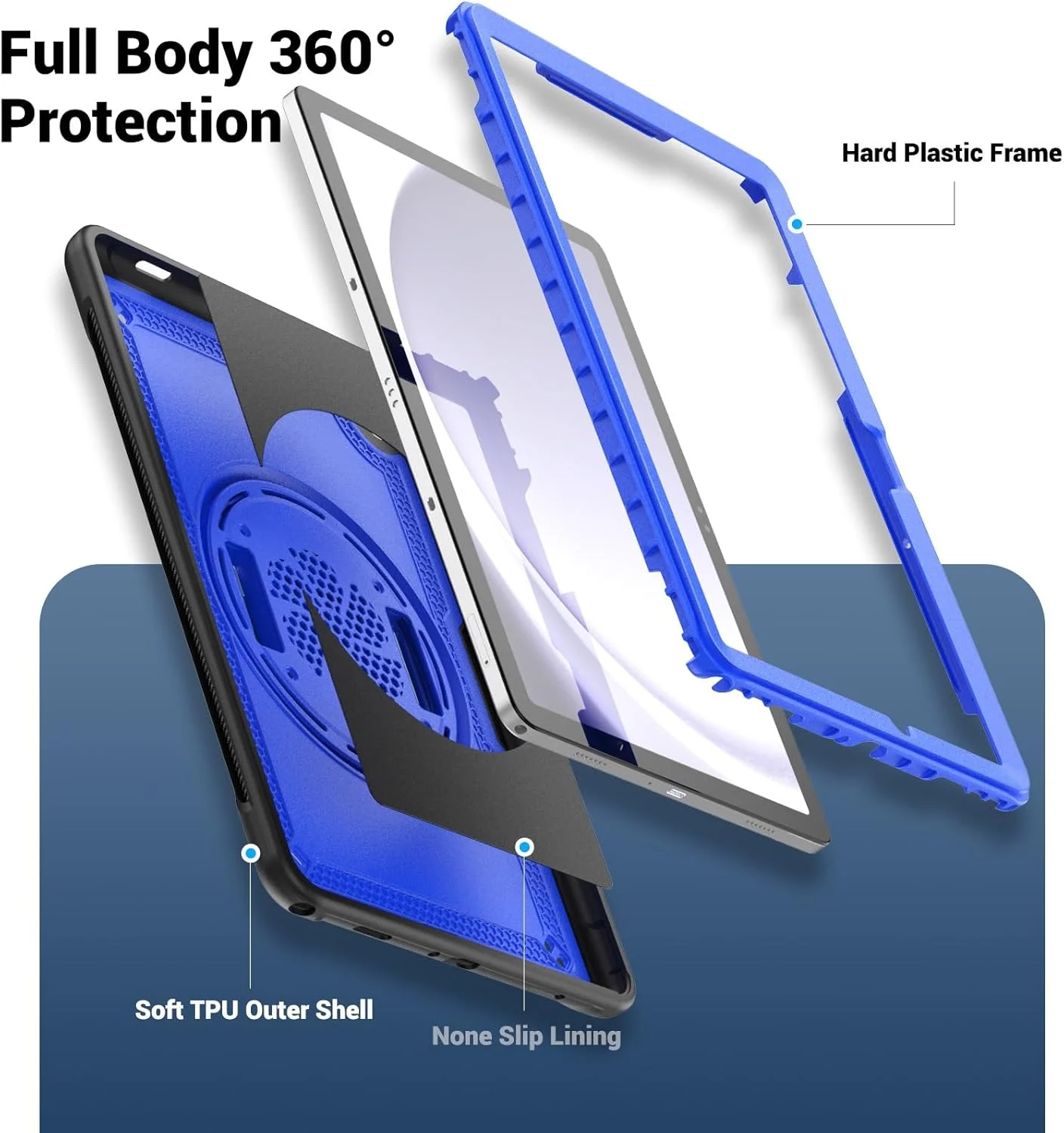 کیف تبلت مسافرتی سازگار با Samsung Galaxy Tab A9 Plus 11 اینچ 2023 (SM-X210/X216/X218)، مناسب برای کودکان، کیف ضد ضربه با محافظ صفحه نمایش/پایه قابل تنظیم