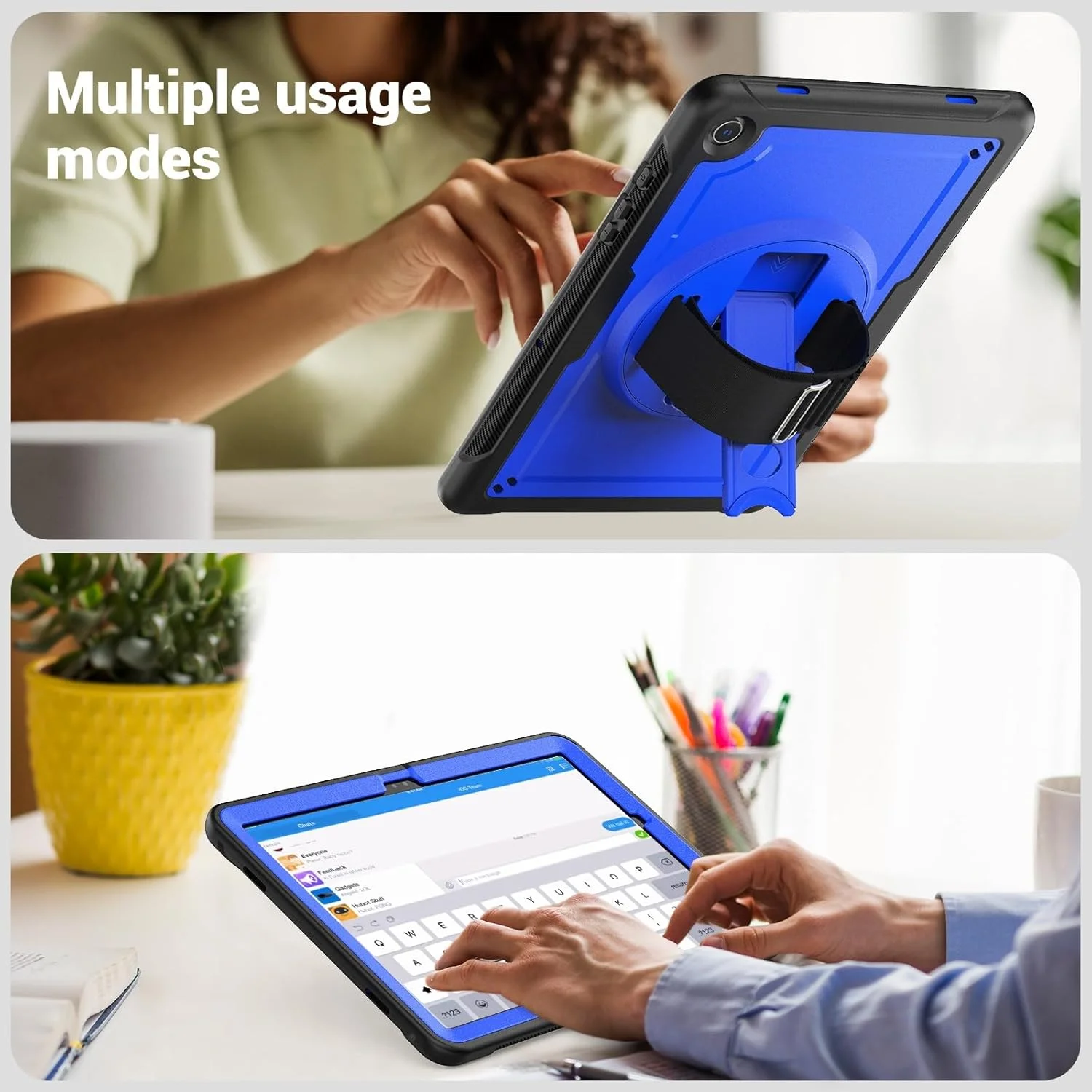 کیف تبلت مسافرتی سازگار با Samsung Galaxy Tab A9 Plus 11 اینچ 2023 (SM-X210/X216/X218)، مناسب برای کودکان، کیف ضد ضربه با محافظ صفحه نمایش/پایه قابل تنظیم